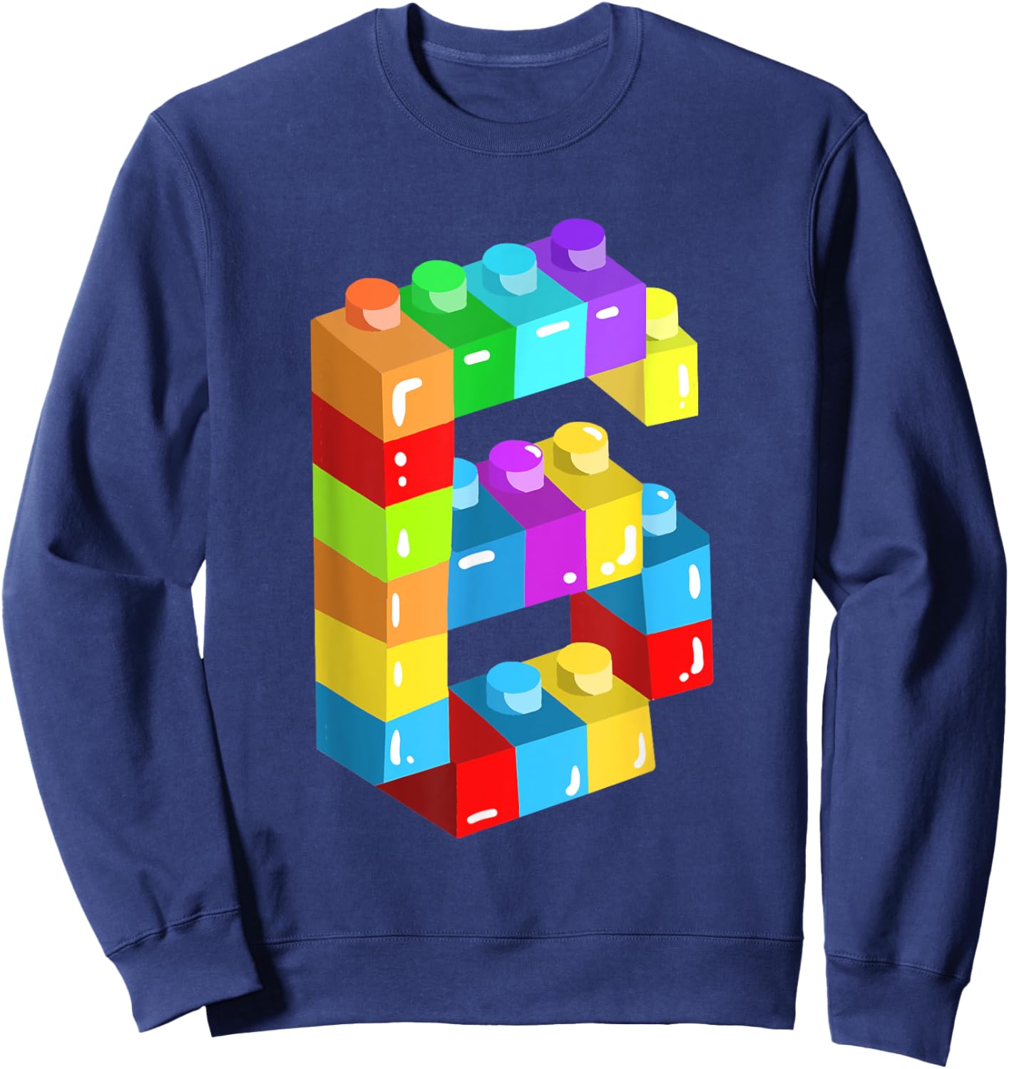 Kids Building Blocks Bricks 6 Years Old 6th Birthday Boys Sweatshirt - Sweatshirt | Navy