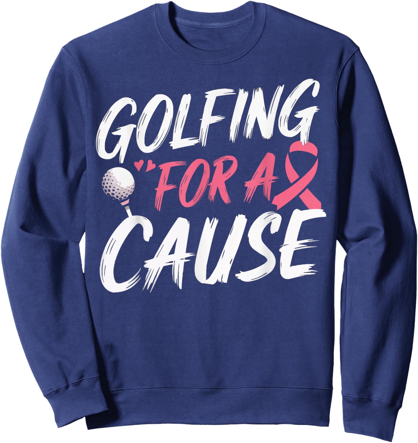 Golf Breast Cancer Awareness Month Golfer Pink Ribbon Sweatshirt - Sweatshirt | Navy