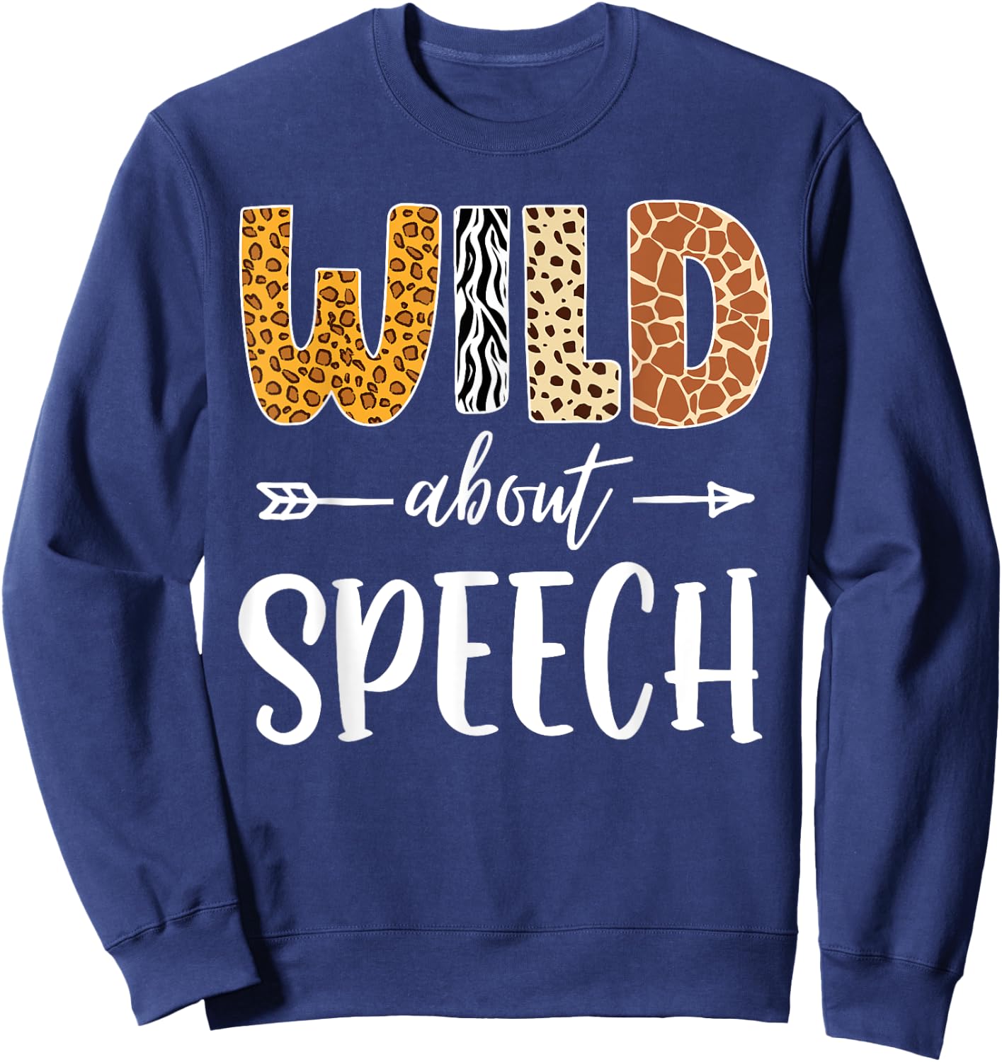 Wild About Speech SLP Leopard Teacher Back to School Kids Sweatshirt - Sweatshirt | Navy