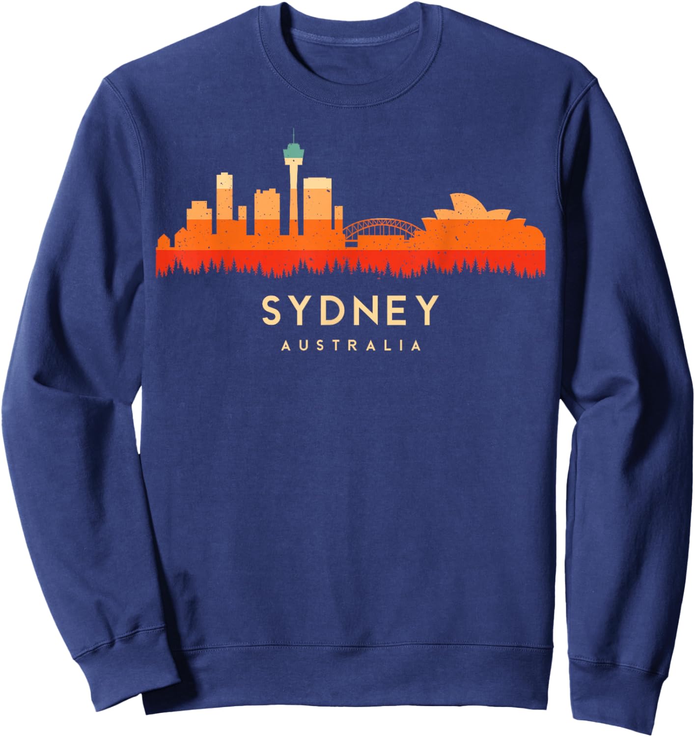 Vintage Retro Style Landscape Sun Skyline Sydney Australia Sweatshirt - Sweatshirt | Navy