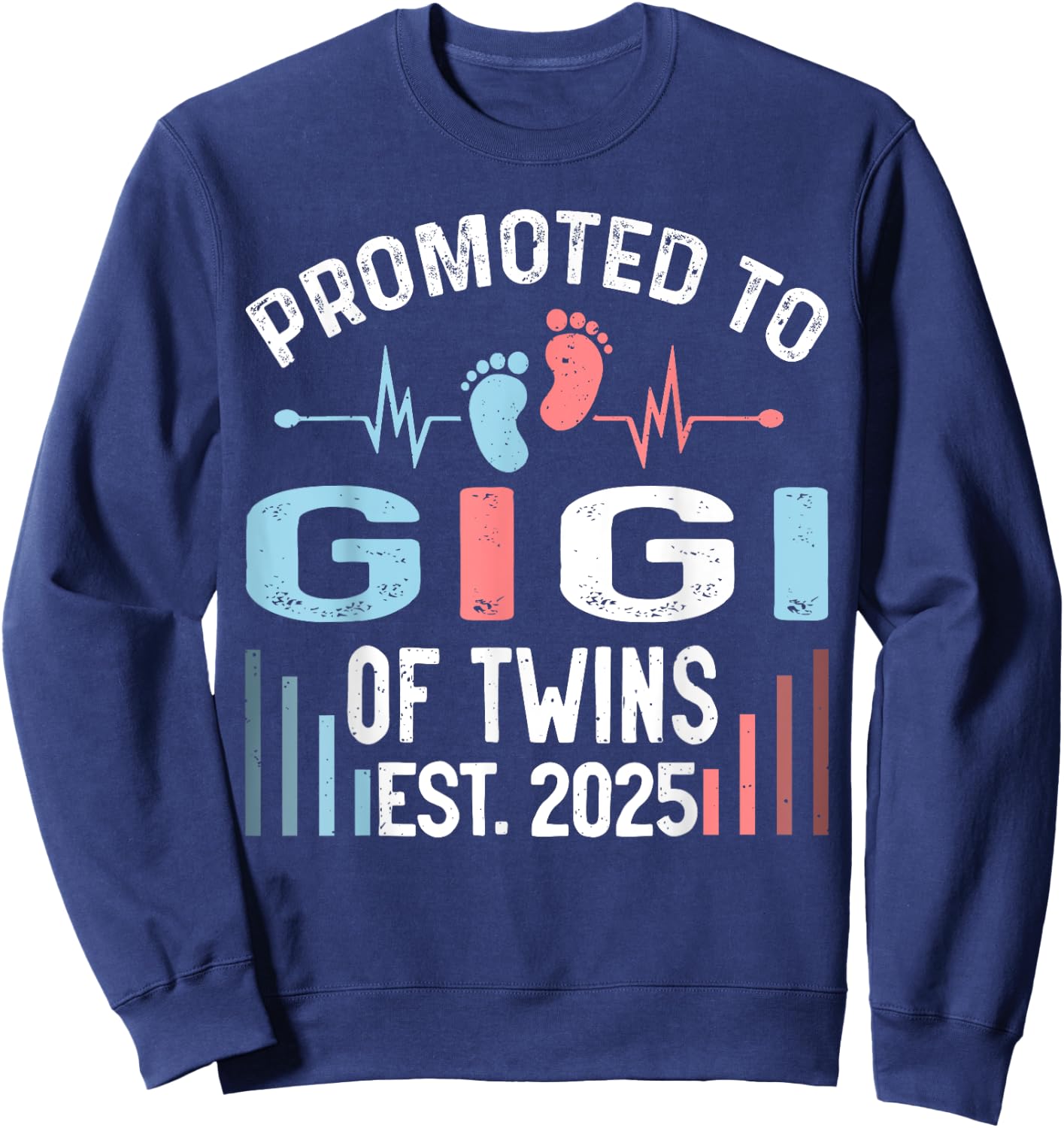 Promoted To Gigi Of Twins Est 2025 Twin Baby Shower Sweatshirt - Sweatshirt | Navy