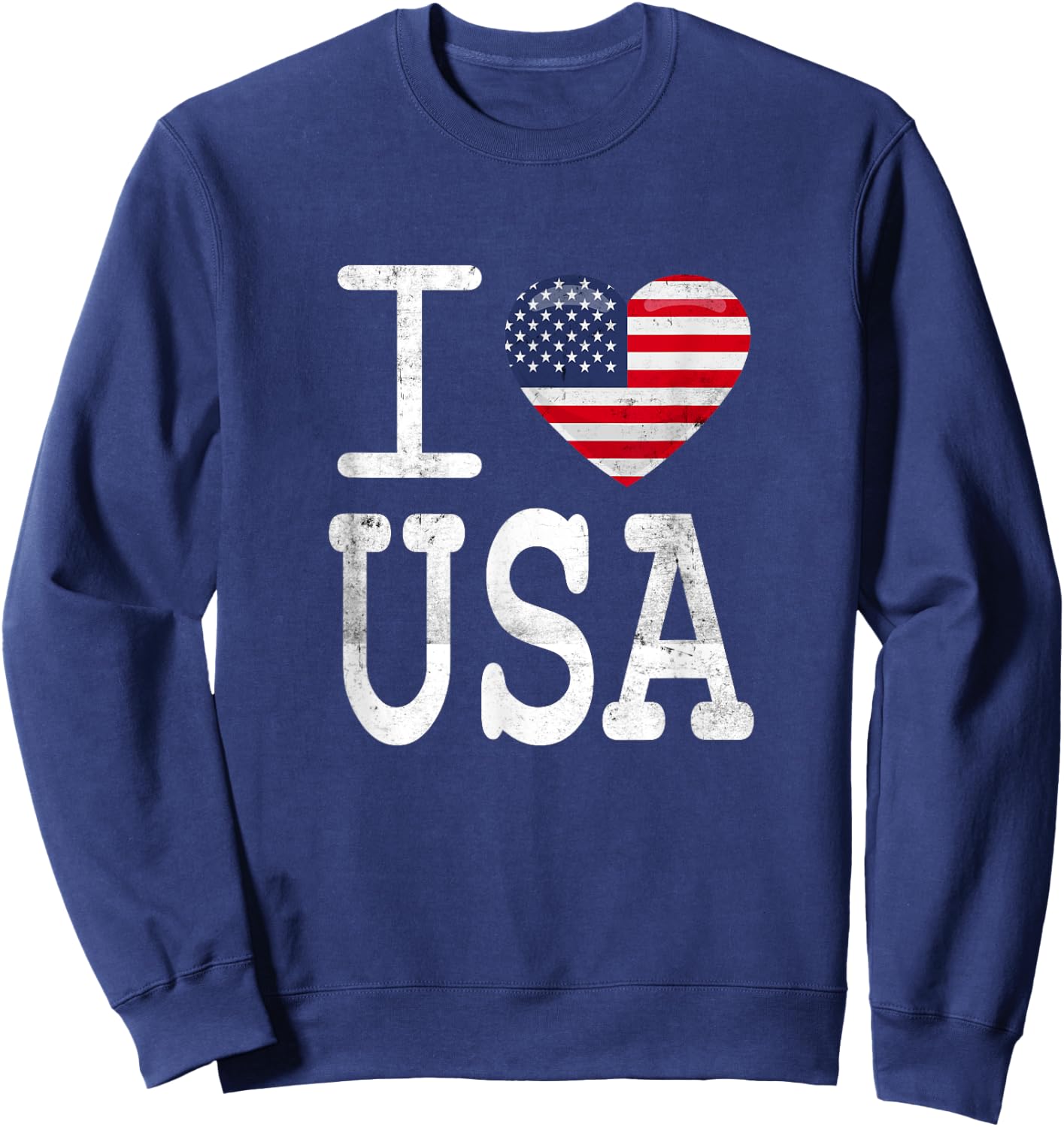 I Love USA America Heart Sweatshirt - Sweatshirt | Navy