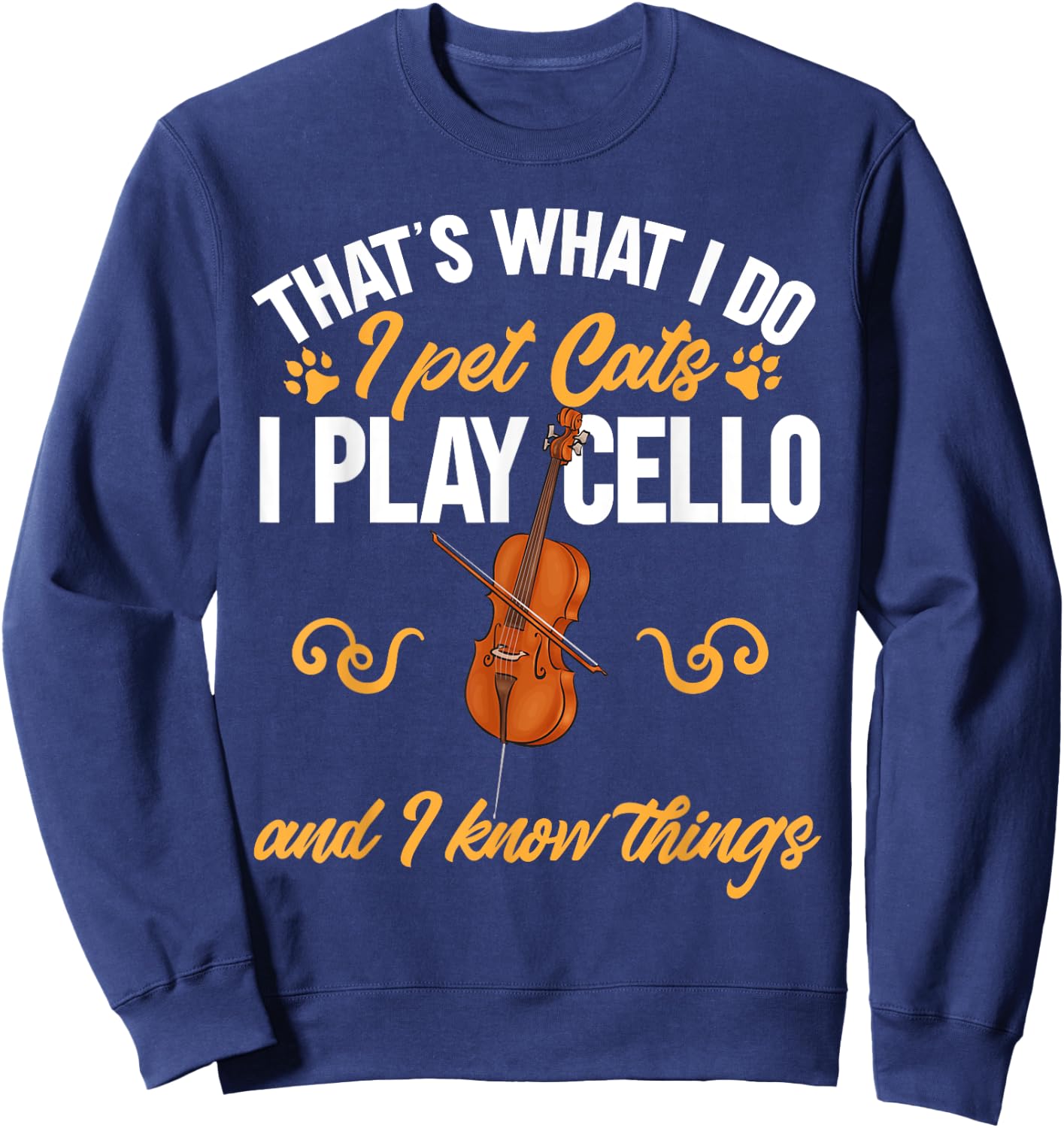 Cello Player Cellist Cat Musician Cello Sweatshirt - Sweatshirt | Navy