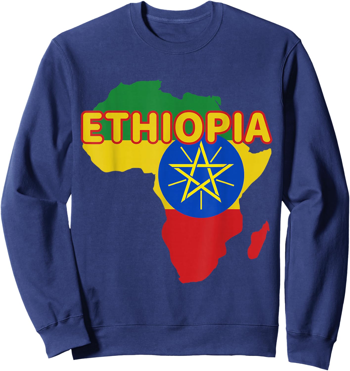 Ethiopia Ethiopian Pride Flag Map Africa Print Sweatshirt - Sweatshirt | Navy
