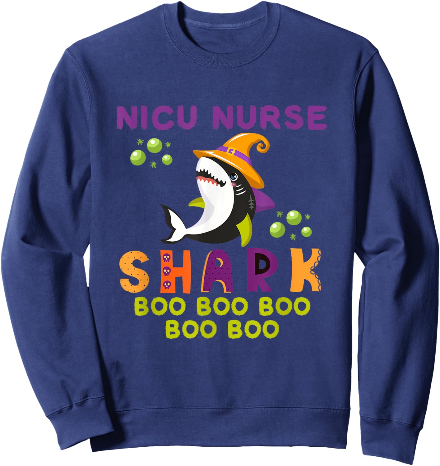 Nicu Nurse Shark Funny Halloween Outfit Costume Sweatshirt - Sweatshirt | Navy