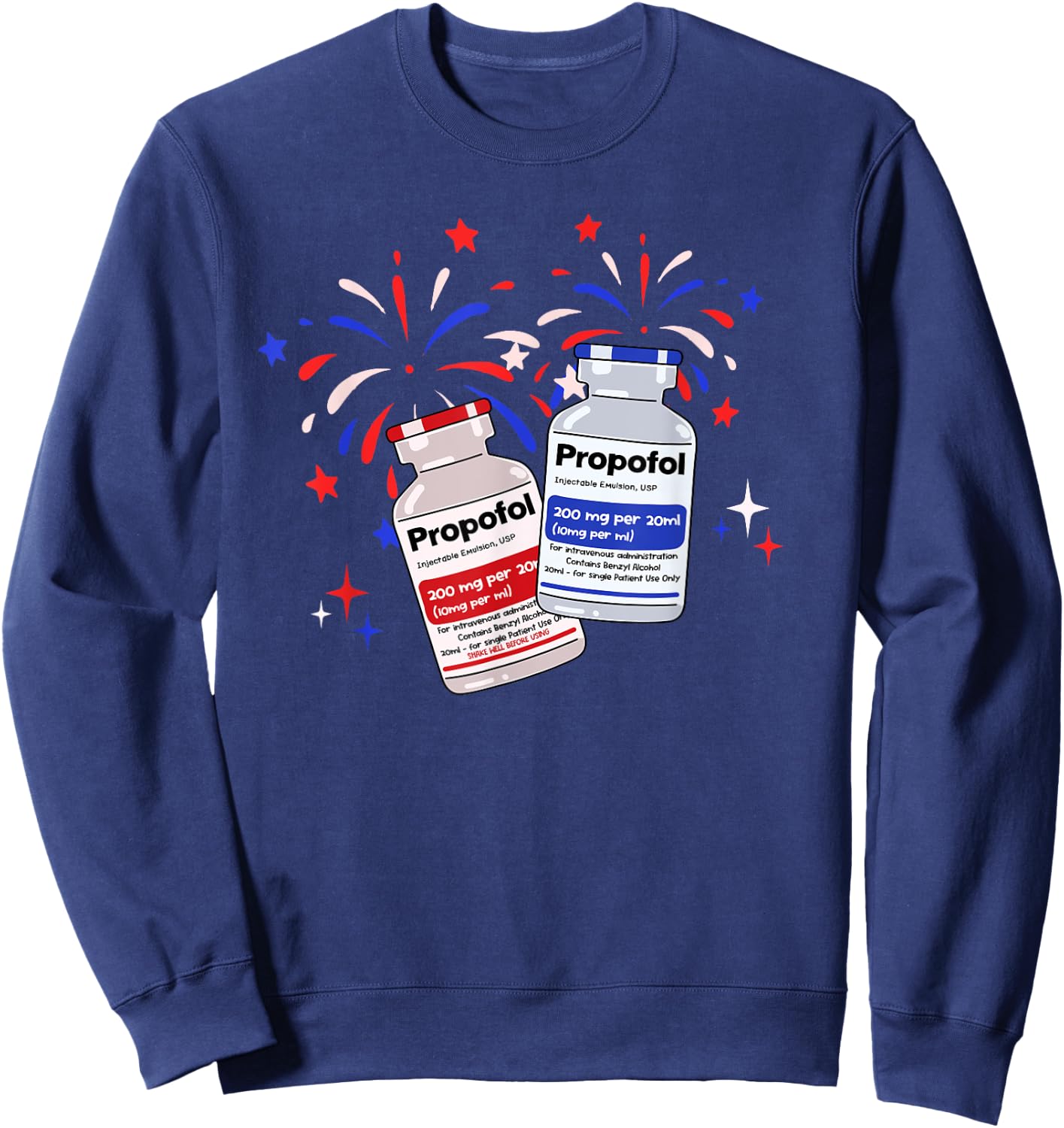 ICU Nurse 4th Of July New Year ER Nurse Gifts Poppin Bottles Sweatshirt - Sweatshirt | Navy