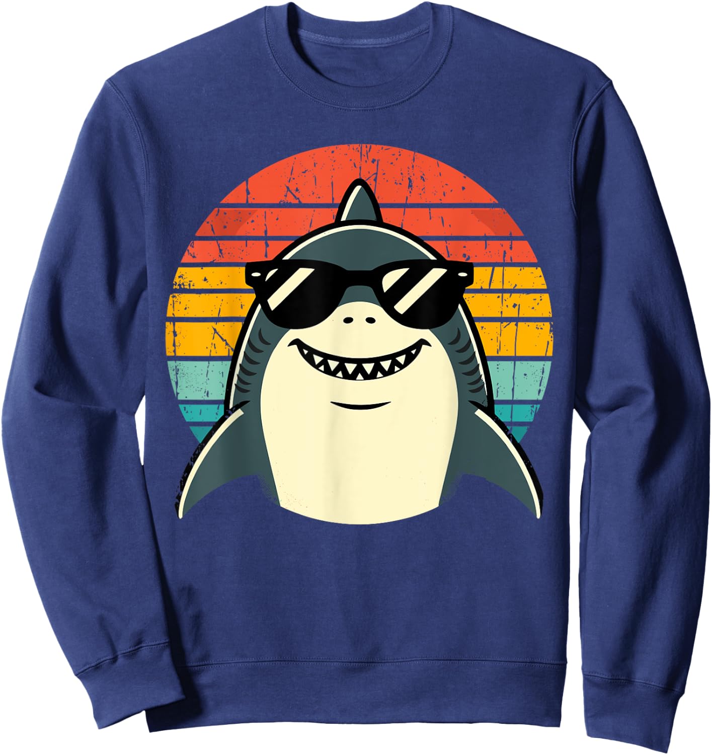 Shark with Sunglasses Animal Sharks Sweatshirt - Sweatshirt | Navy