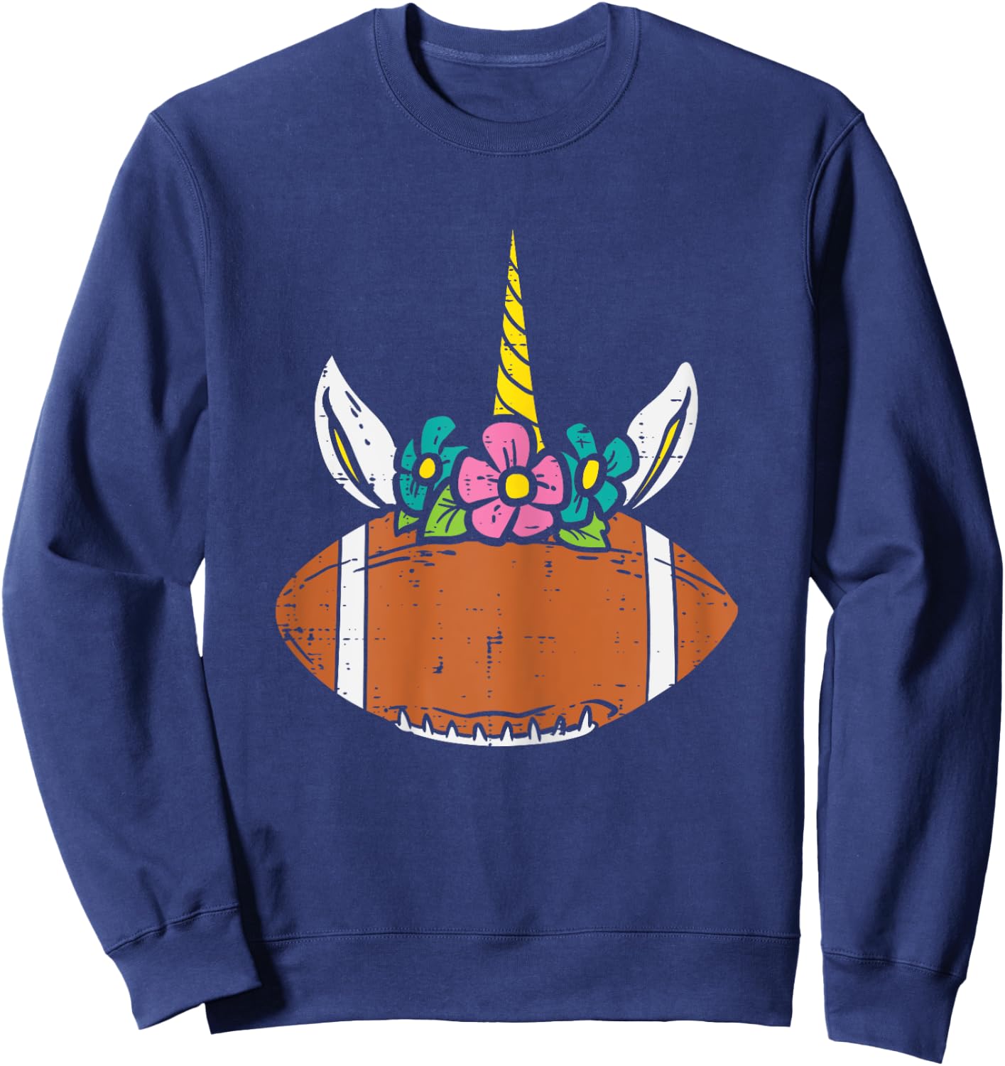 Unicorn Head American Football Cute Fan Player Girls Women Sweatshirt - Sweatshirt | Navy