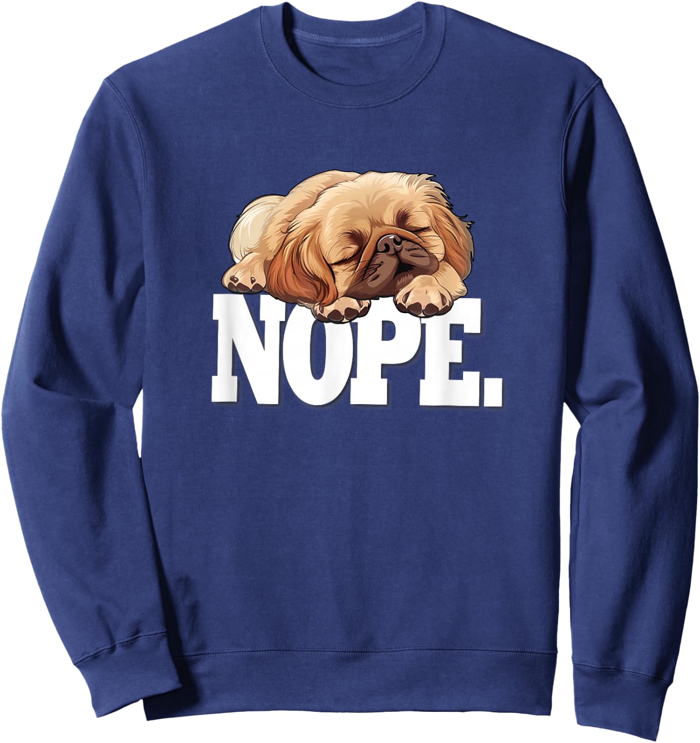 Kids Cute Cartoon Napping NOPE Pekingese Lover Sweatshirt - Sweatshirt | Navy