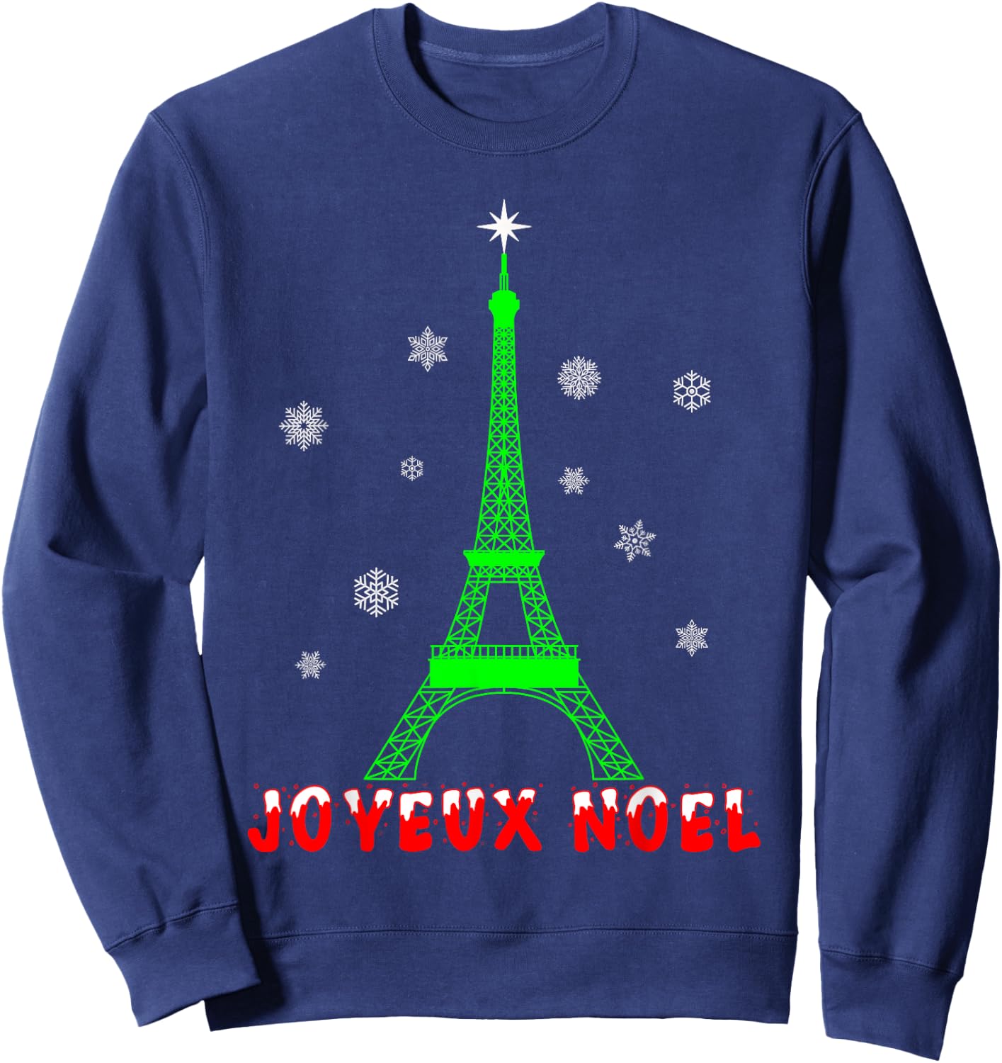 Joyeux Noel French Paris Eiffel Tower Merry Christmas Xmas Sweatshirt - Sweatshirt | Navy