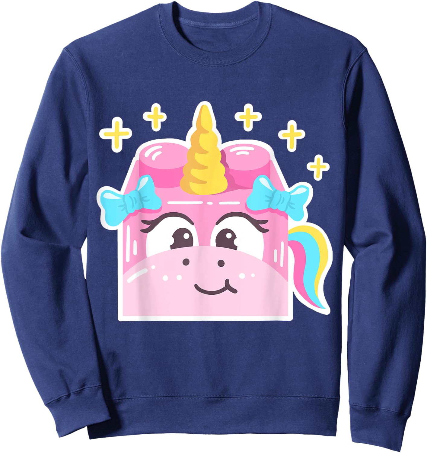 Cute Unicorn Lover Building Blocks Master Builder Girls Kids Sweatshirt - Sweatshirt | Navy