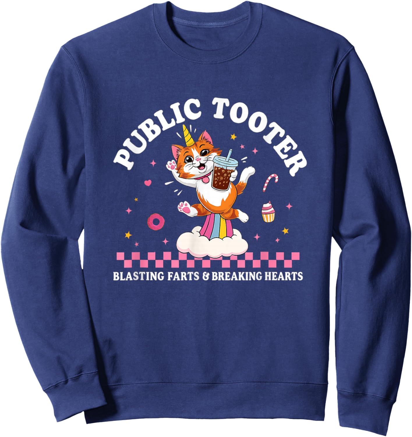 Public Tooter Unhinged Funny Gen Z Y2K Novelty Adult Joke Sweatshirt - Sweatshirt | Navy