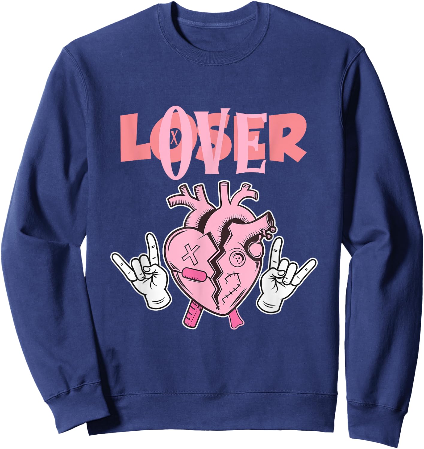 Pink Drip Heart Loser Lover Sweatshirt - Sweatshirt | Navy
