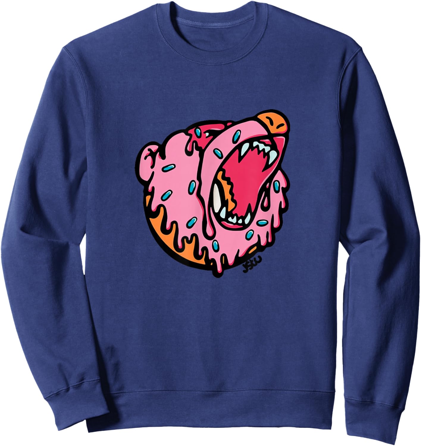 Morejstu Merch Jstu Dough Bear Merch Donut Tiger Sweatshirt - Sweatshirt | Navy