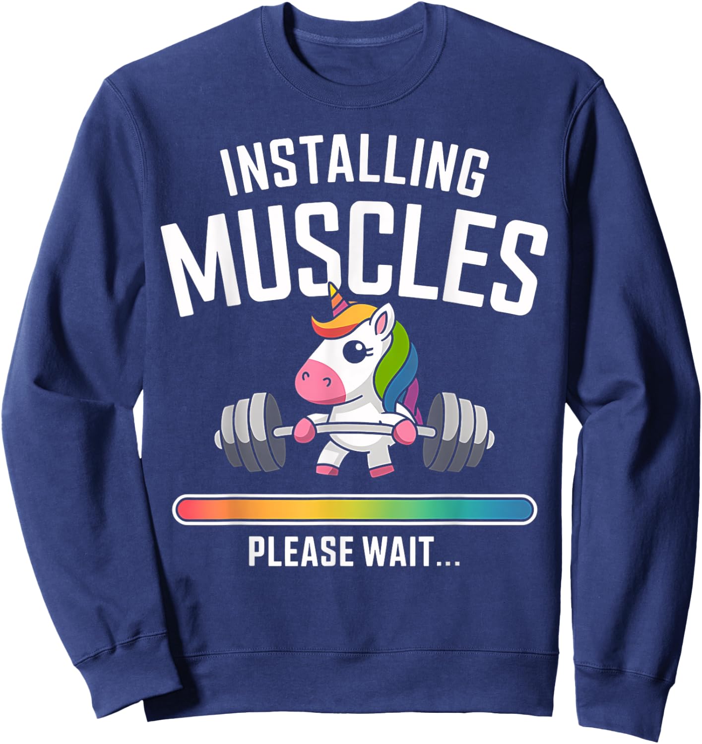 Unicorn Gym Workout Installing Muscles Fitness Girl Unicorn Sweatshirt - Sweatshirt | Navy