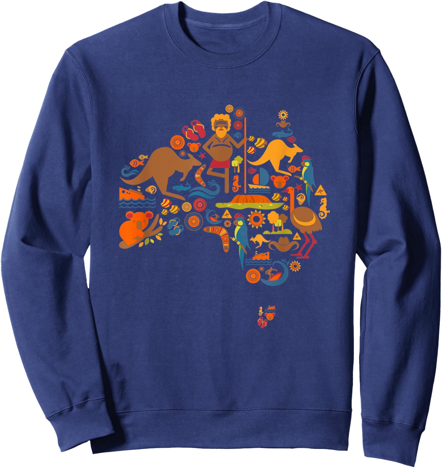 Australia Australian Elements Fun Map Sweatshirt - Sweatshirt | Navy