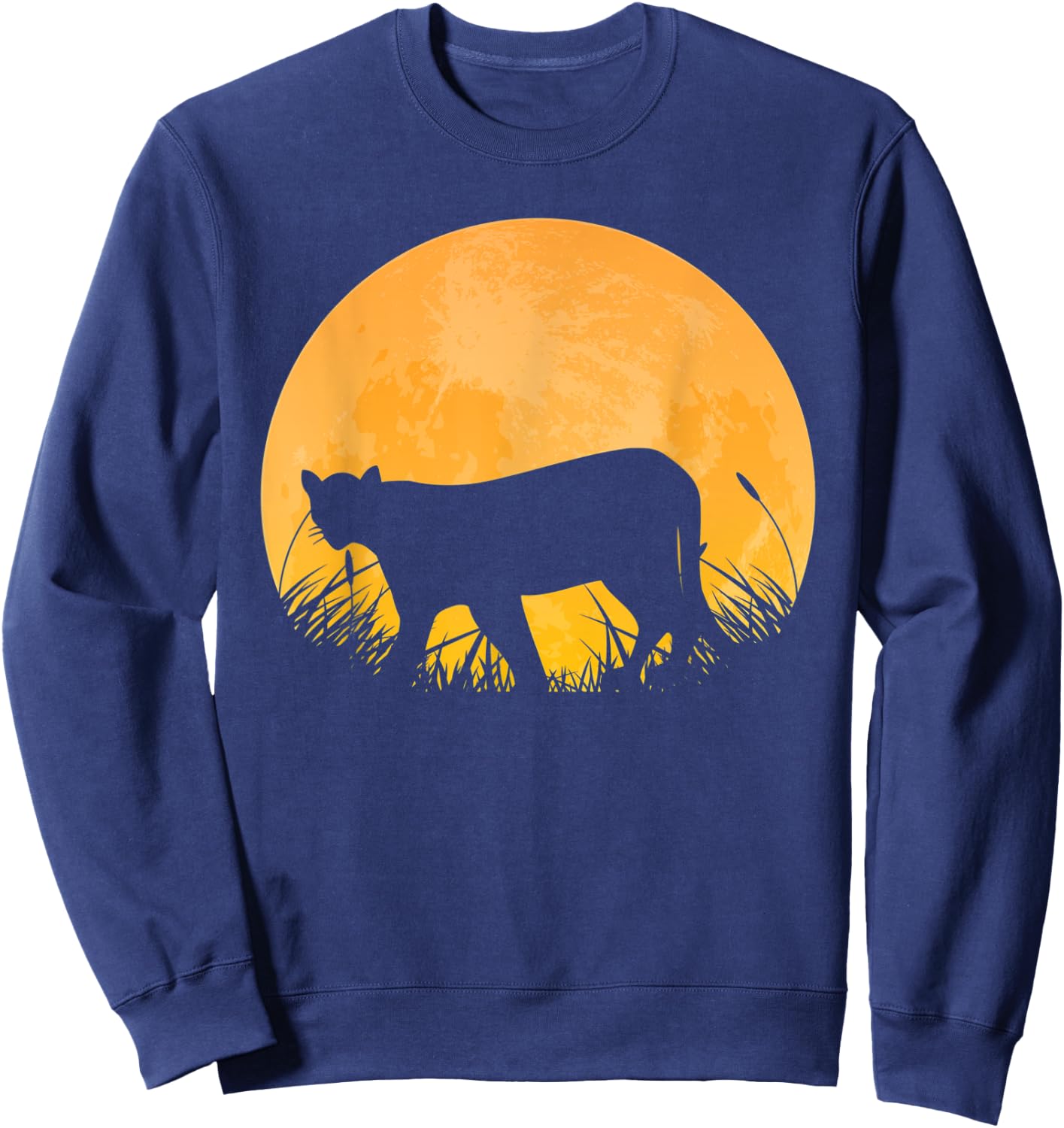 Cougar Easy Halloween Outfit Puma Animal Moon Costume Gift Sweatshirt - Sweatshirt | Navy