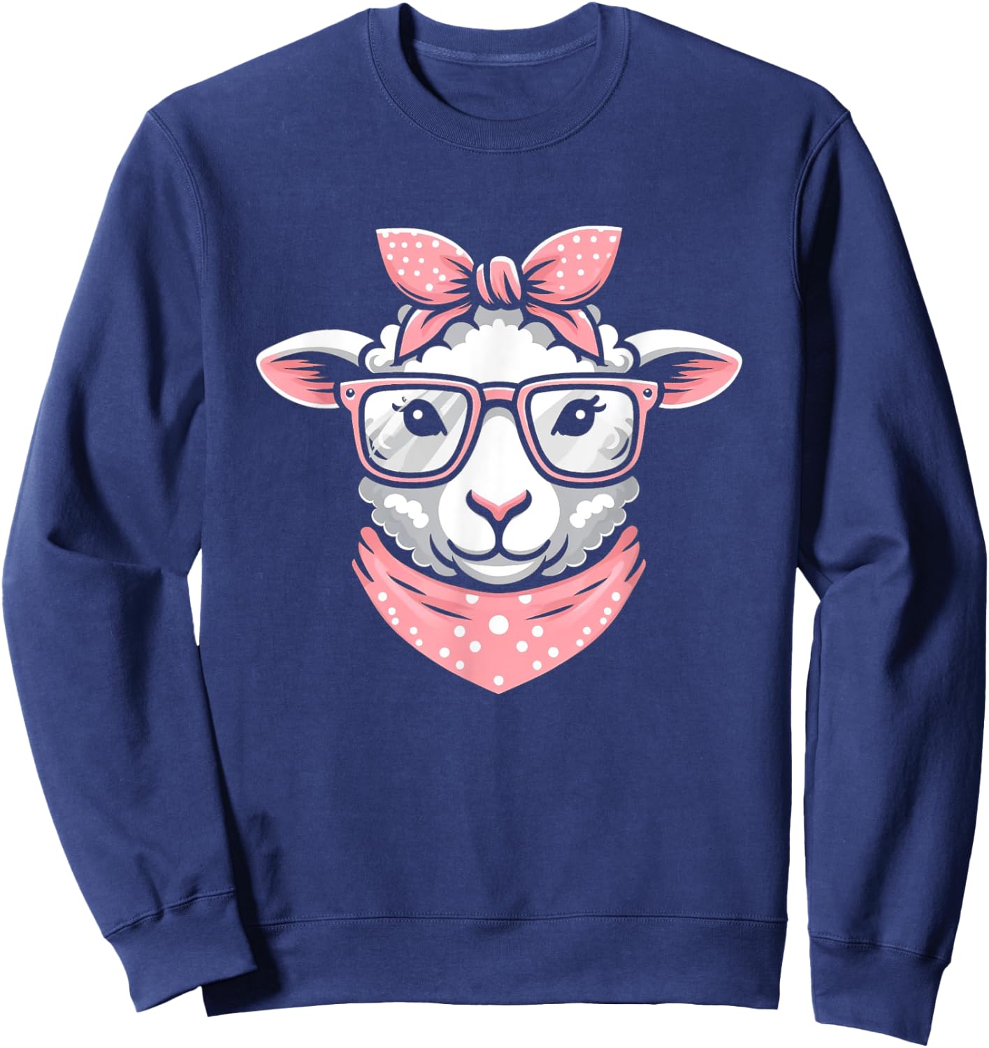 Sheep Pink Bandana Glasses Sweatshirt - Sweatshirt | Navy