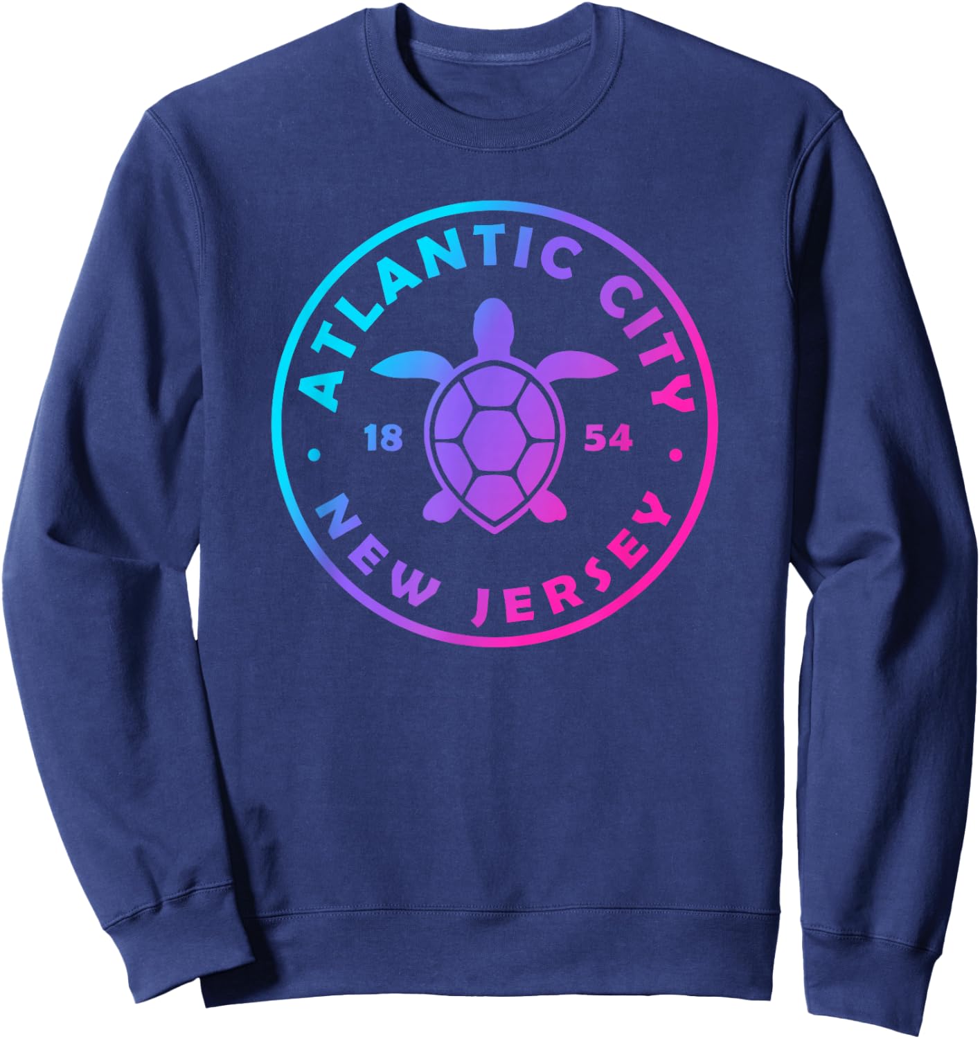 Atlantic City New Jersey Sea Turtle Tie Dye Beach Vacation Sweatshirt - Sweatshirt | Navy
