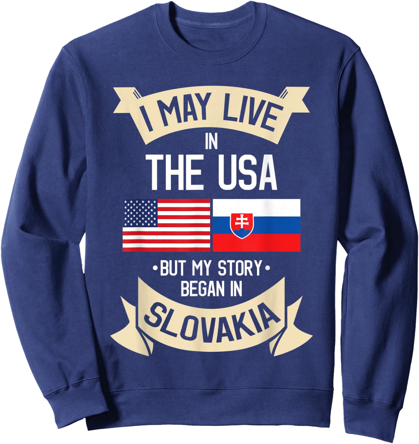 Slovakia American Flag USA Slovak Roots Gifts Kids Men Sweatshirt - Sweatshirt | Navy