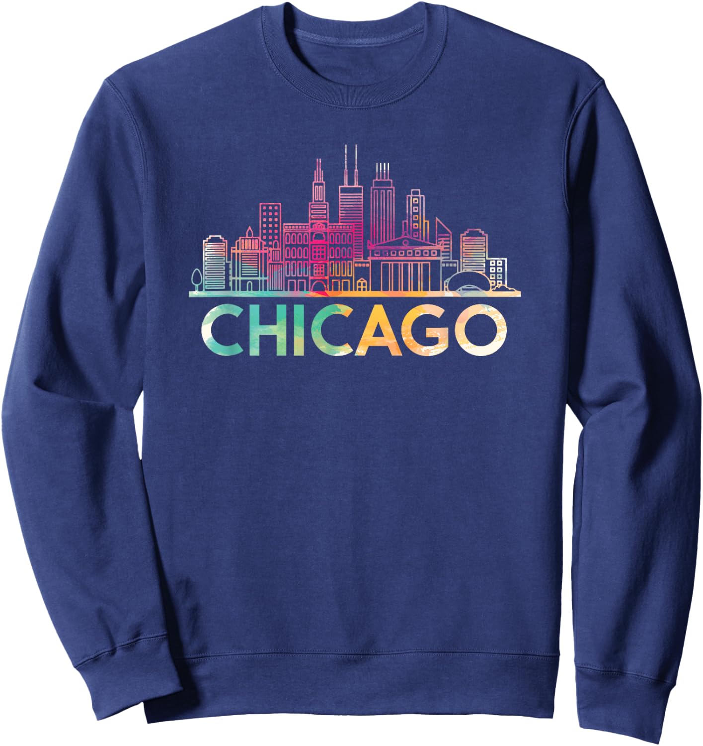 Chicago Illinois Skyline Shirt City Souvenir Women Girls Sweatshirt - Sweatshirt | Navy