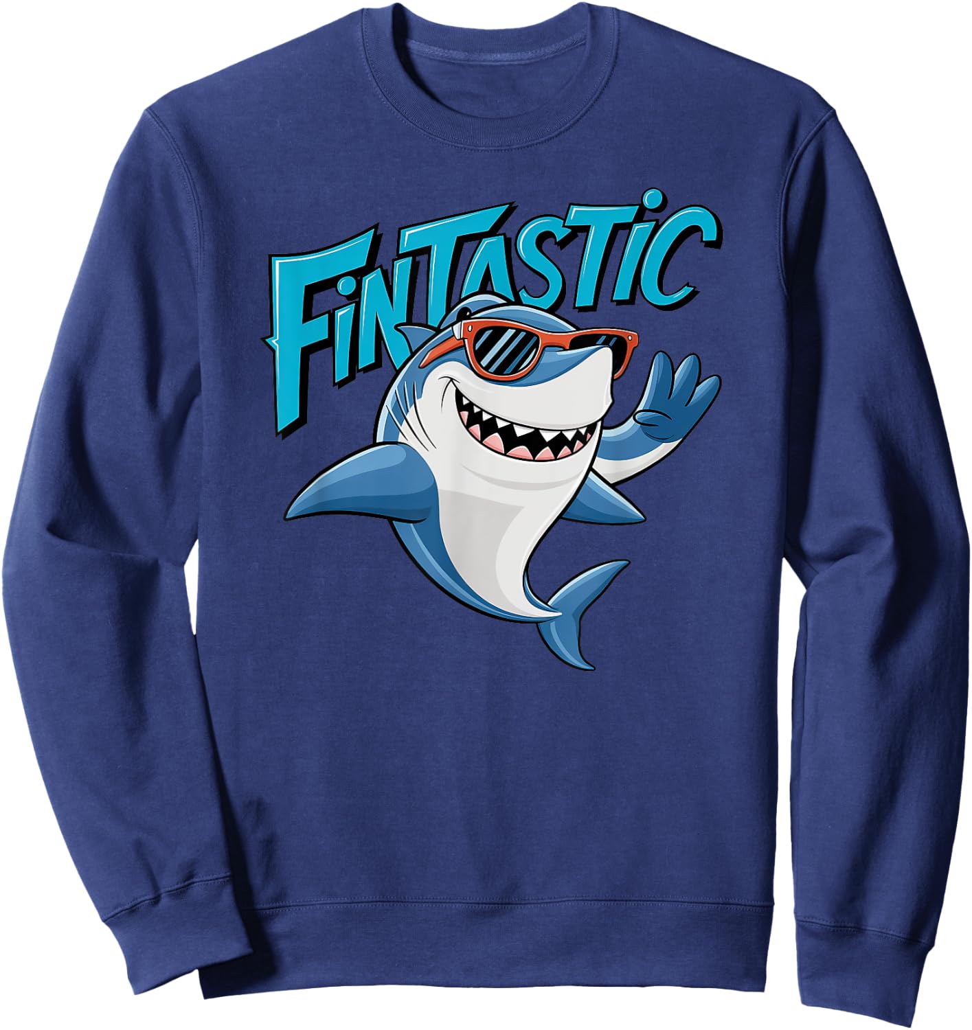 Shark Beach Fintastic Boys And Girls Ocean Fun Graphic Sweatshirt - Sweatshirt | Navy