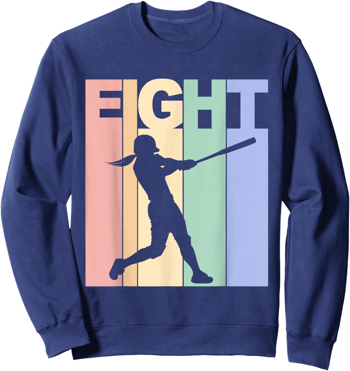 Vintage 8th Birthday Softball Girls 8 Year Old Birthday Sweatshirt - Sweatshirt | Navy