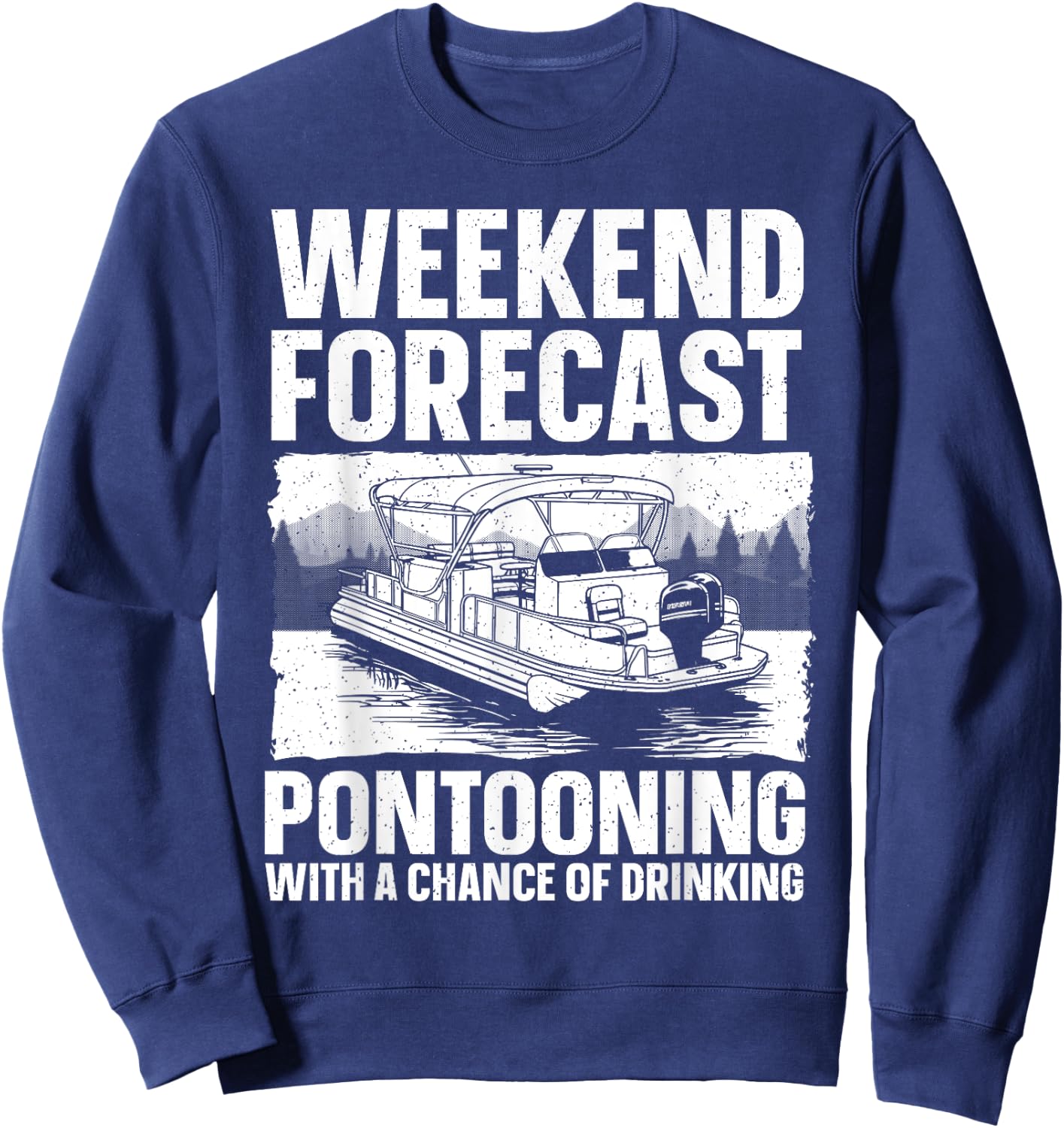 Funny Pontoon Boat Art Women Lake Boating Captain Sweatshirt - Sweatshirt | Navy