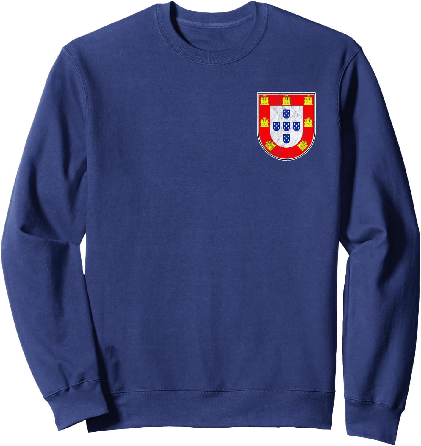 Portugal Quinas - Portuguese Flag Distressed Front & Back Sweatshirt - Sweatshirt | Navy