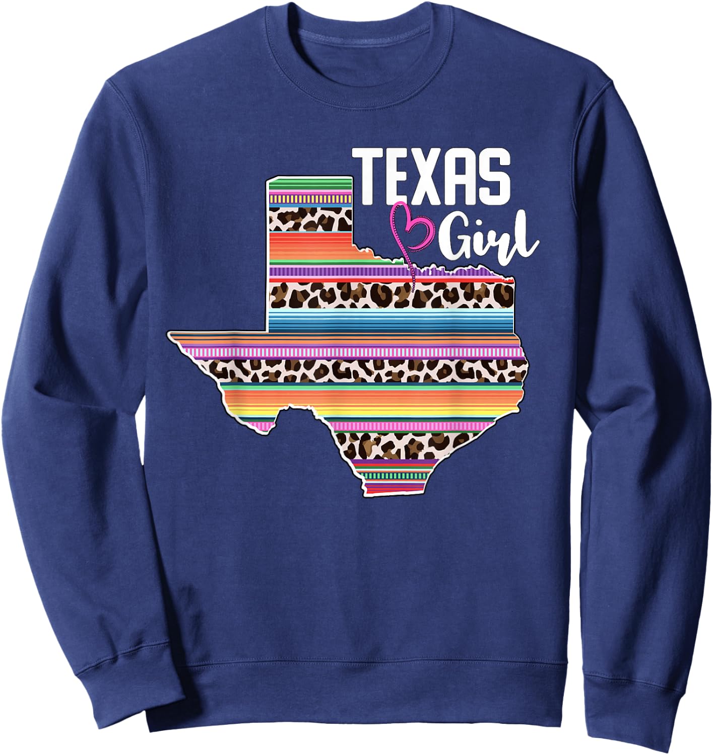 Retro Texas Girl Sunflower Leopard Rustic Black State Pride Sweatshirt - Sweatshirt | Navy