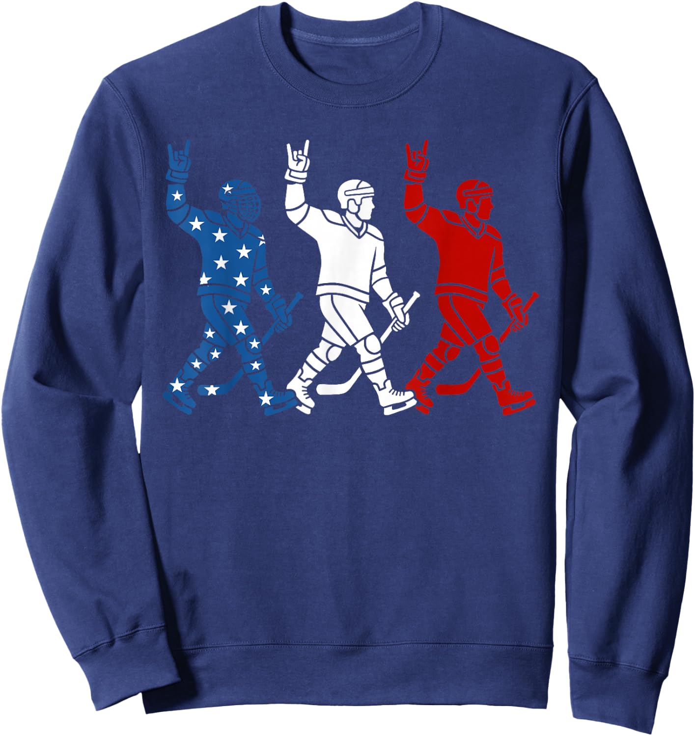 Hockey Player USA Flag 4th of July Patriotic Funny Hockey Sweatshirt - Sweatshirt | Navy