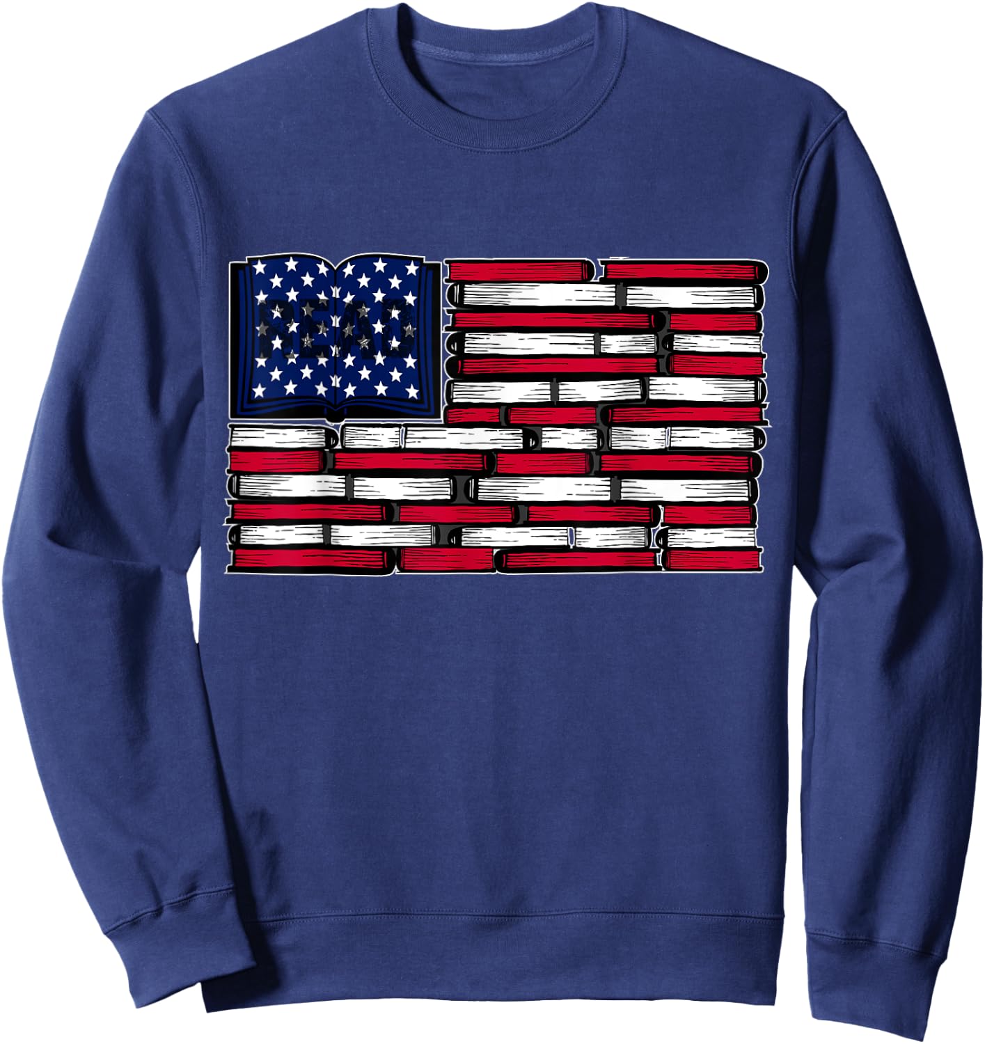 America US Flag Books Library Reading For Book Lover Reader Sweatshirt - Sweatshirt | Navy