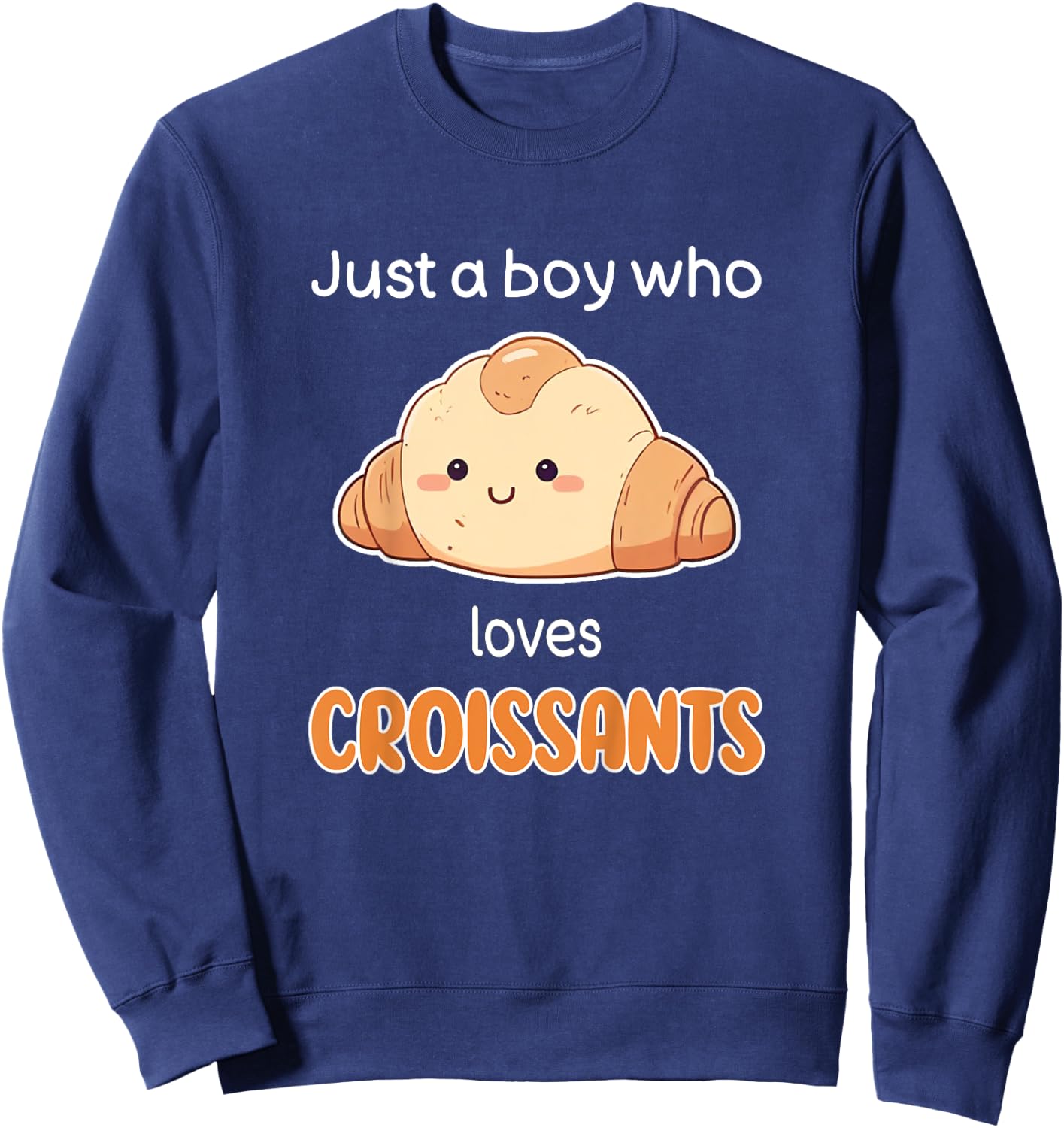Kids Croissant Shirt Boys I Love Croissants Kids Croissant Lover Sweatshirt - Sweatshirt | Navy