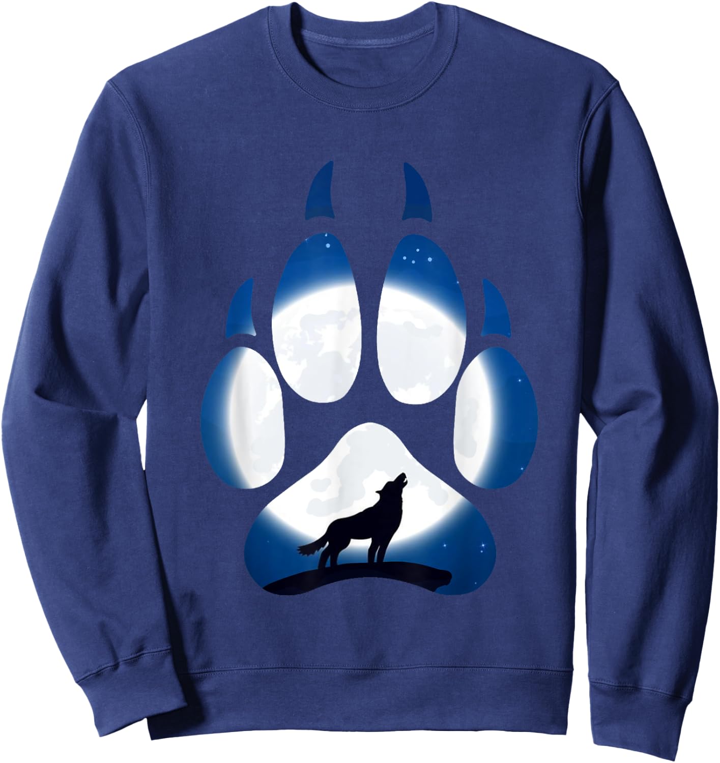Wolf Paw Moonlight Predator Pack Wolf House Gift Sweatshirt - Sweatshirt | Navy