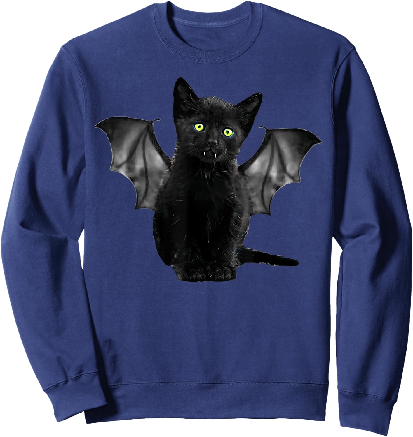 Halloween Batcat Black Cat Kitten Bat Funny Design Sweatshirt - Sweatshirt | Navy