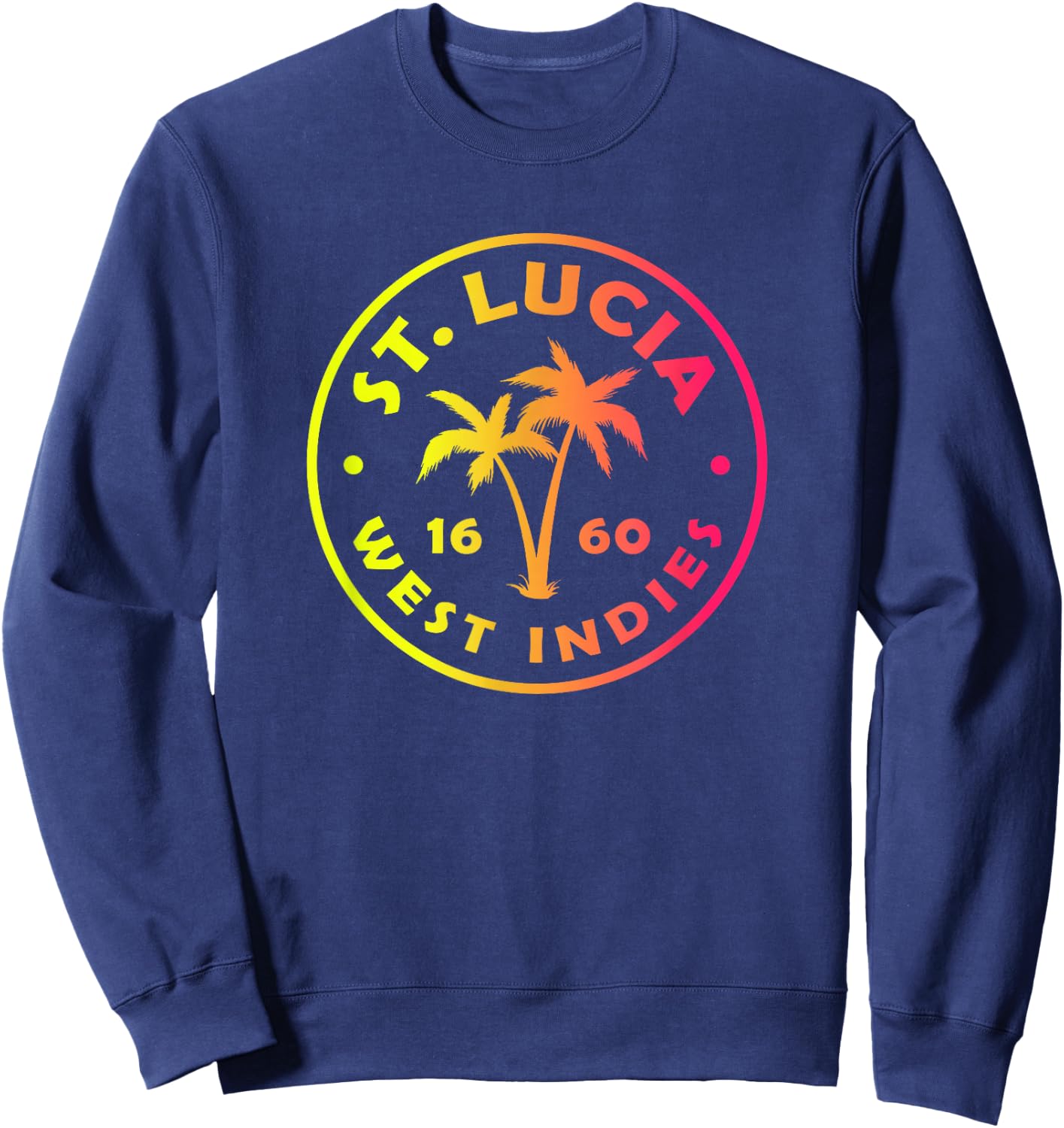 St Lucia Colorful Palm Tree Tie Dye Boys Girls Souvenir Sweatshirt - Sweatshirt | Navy