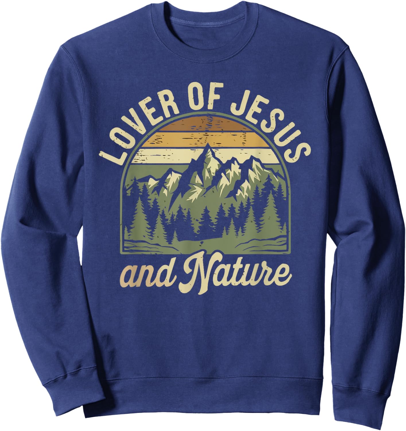 Hiking Jesus Christ Religion Christian Hiker Christianity Sweatshirt - Sweatshirt | Navy