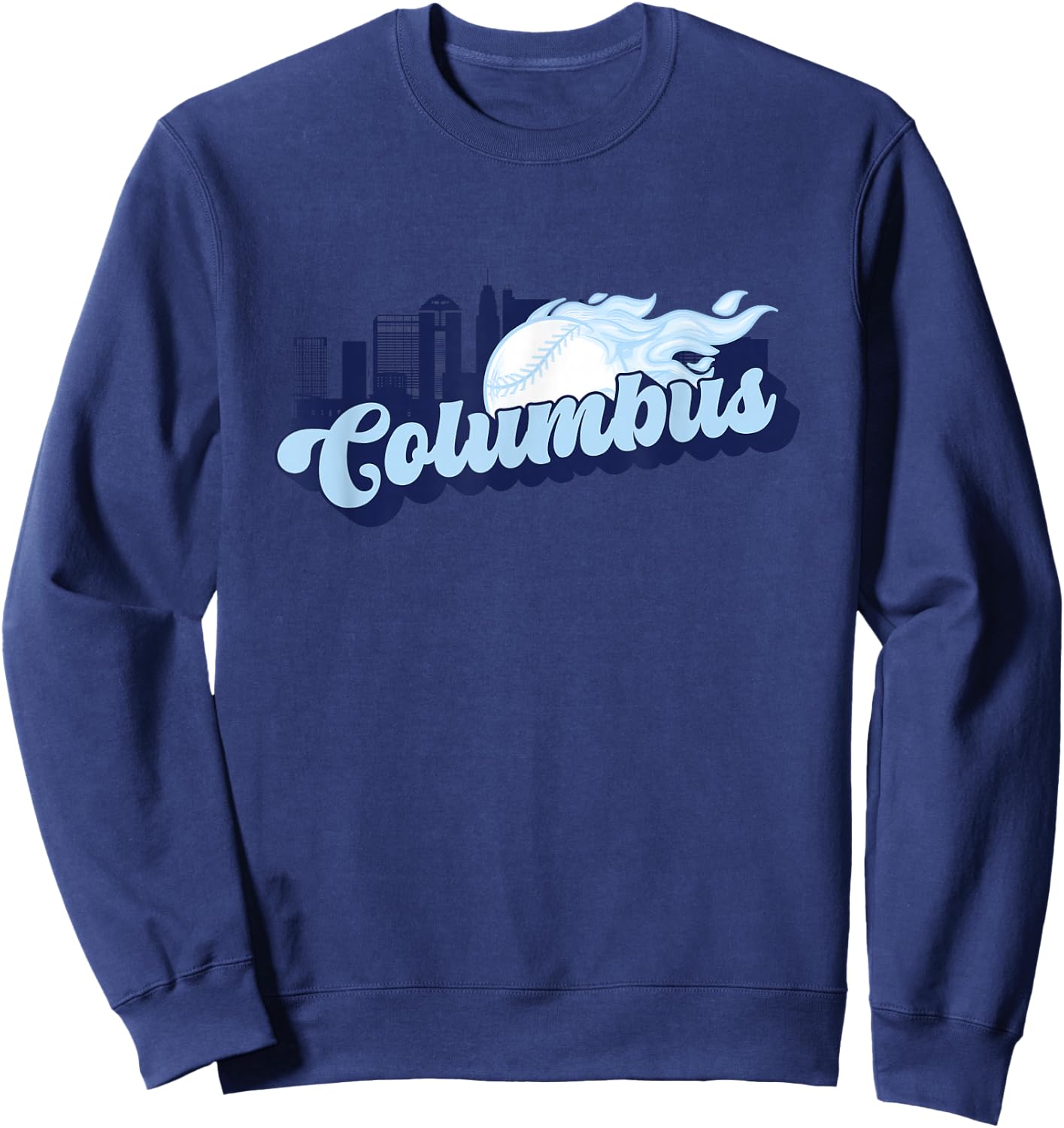 Columbus Baseball Vintage City Skyline Retro Baseball Lover Sweatshirt - Sweatshirt | Navy