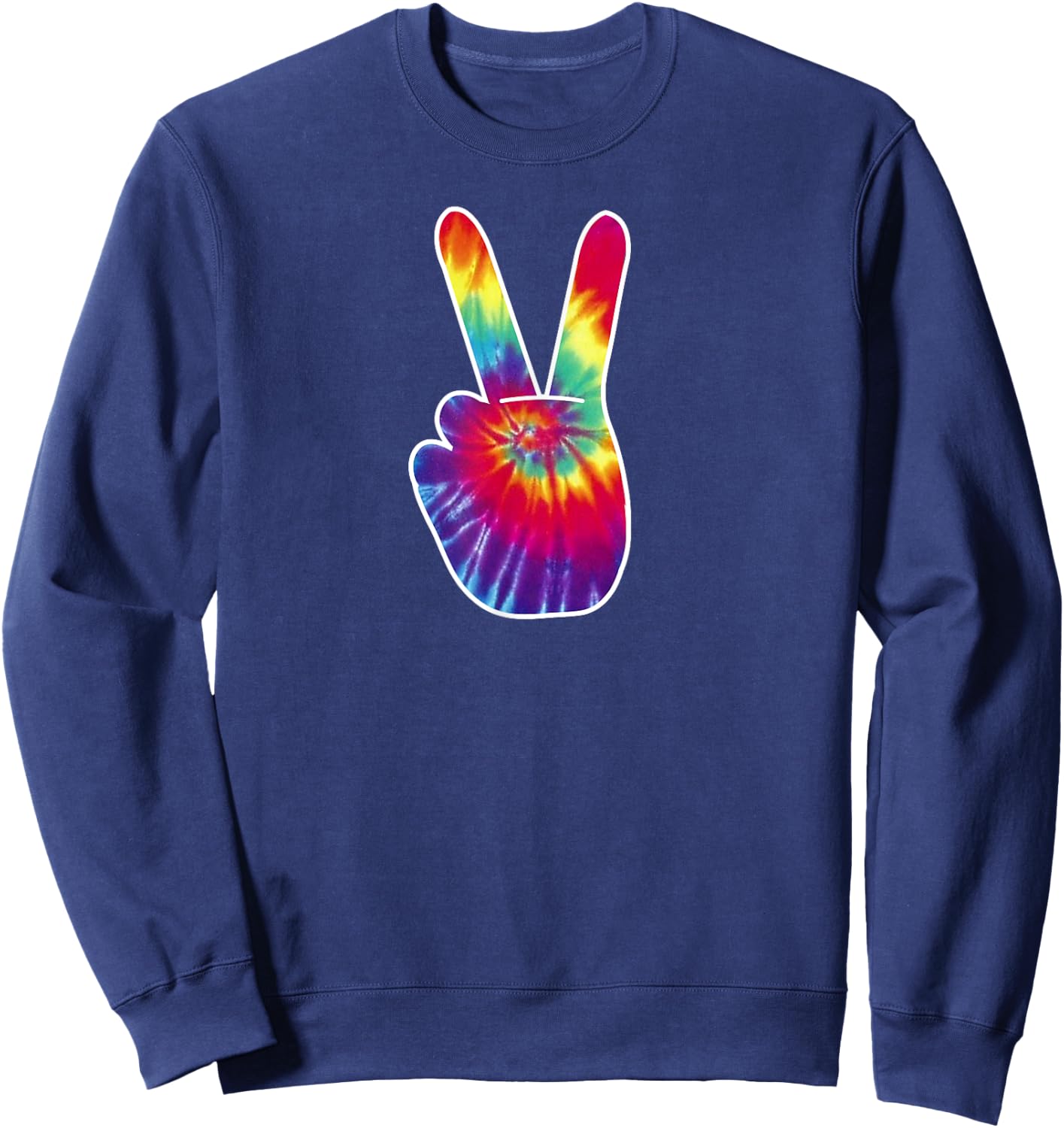 PEACE SIGN Hand Tie Dye | Hippies Christmas V Shirts Sweatshirt - Sweatshirt | Navy