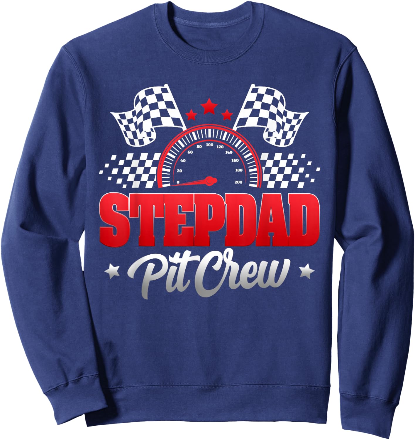 Stepdad Pit Crew Race Car Birthday Family Matching Sweatshirt - Sweatshirt | Navy