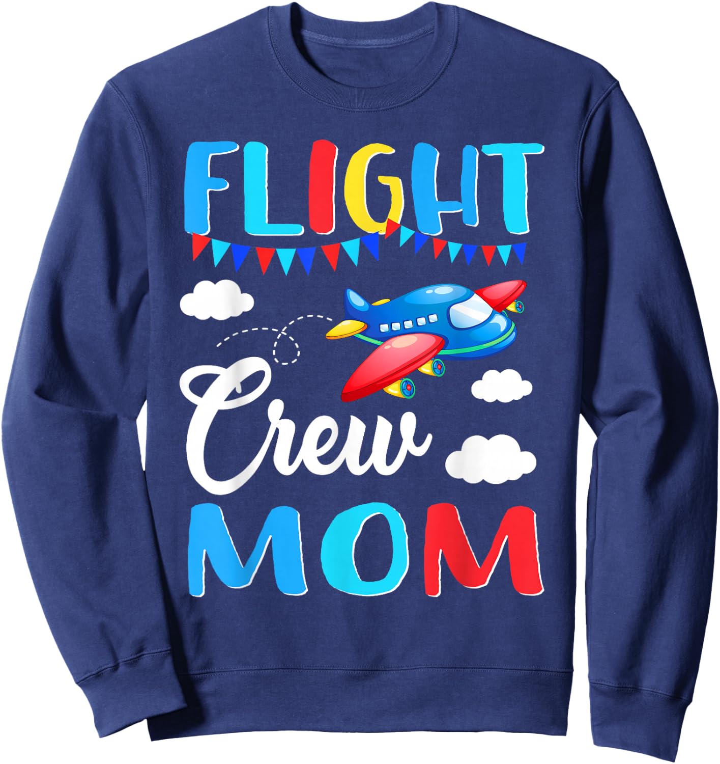 Flight Crew Mom Airplane Birthday Mom Family Matching Sweatshirt - Sweatshirt | Navy