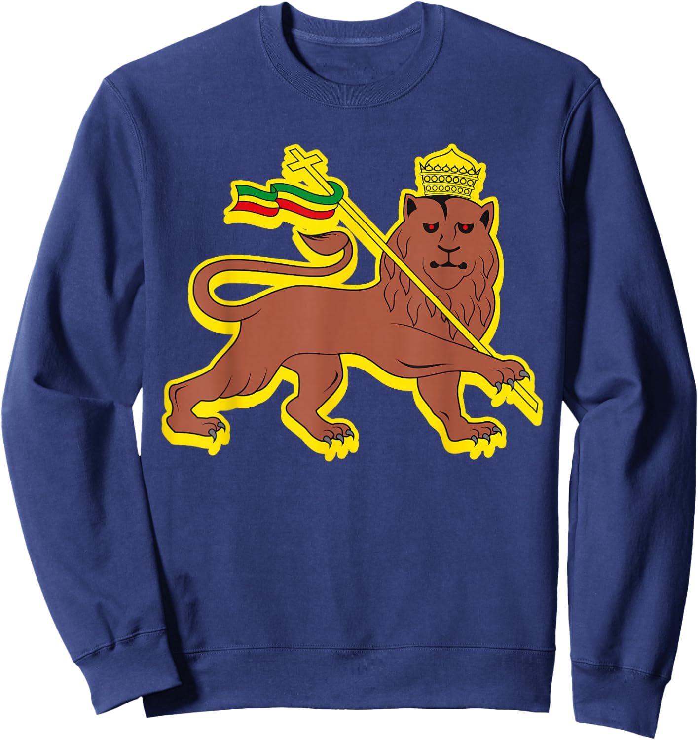 Ethiopia Lion Of Judah Cross Ethiopian Flag Sweatshirt - Sweatshirt | Navy