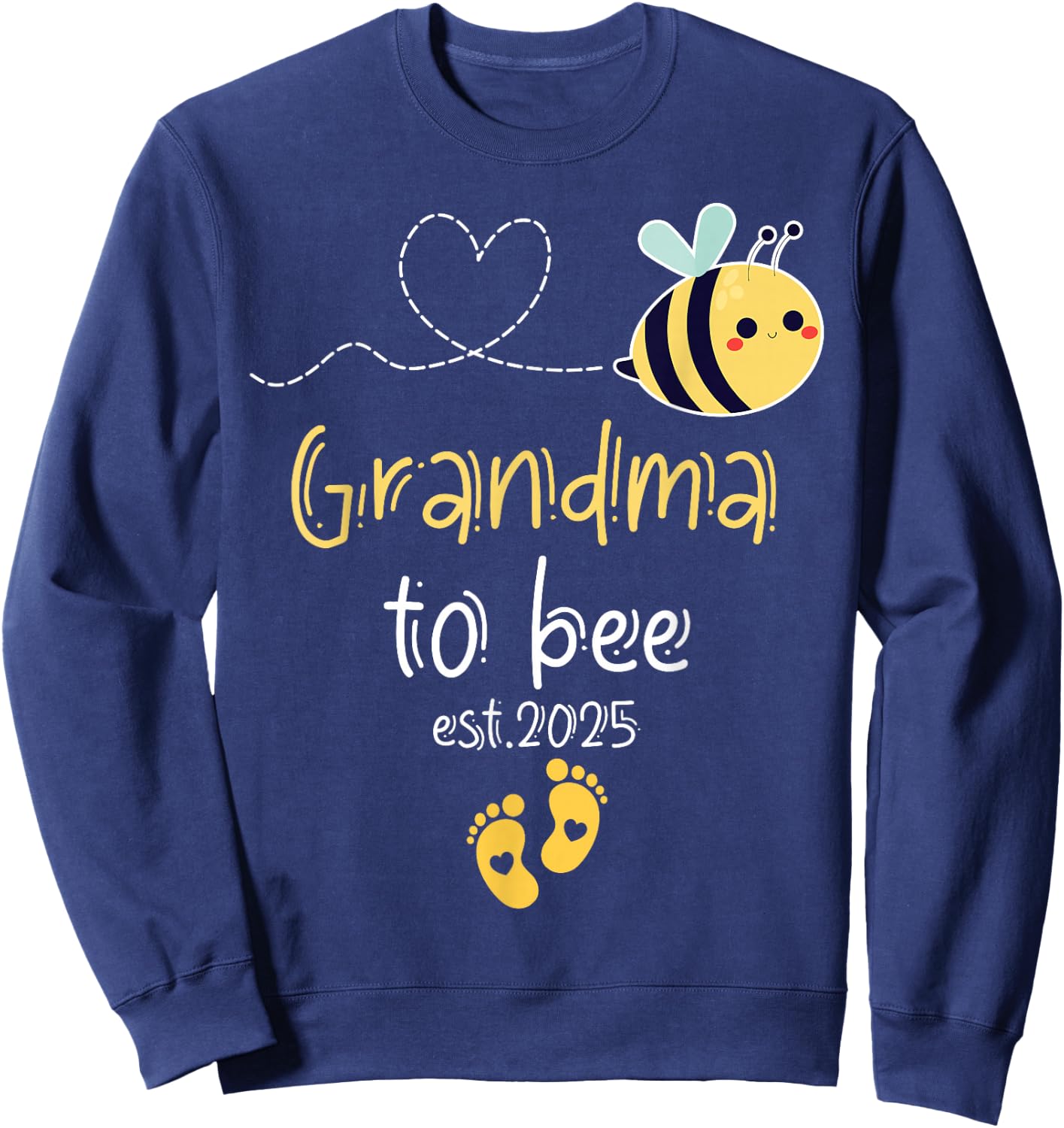 Cute Promoted To Grandma To Bee 2025 Family Pregnancy Sweatshirt - Sweatshirt | Navy