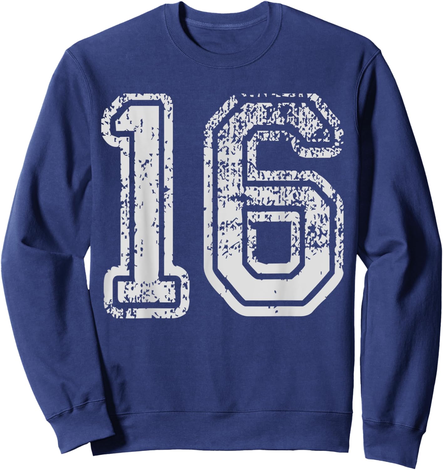 Team Jersey Uniforms Number 16 sixteen School Sport Birthday Sweatshirt - Sweatshirt | Navy