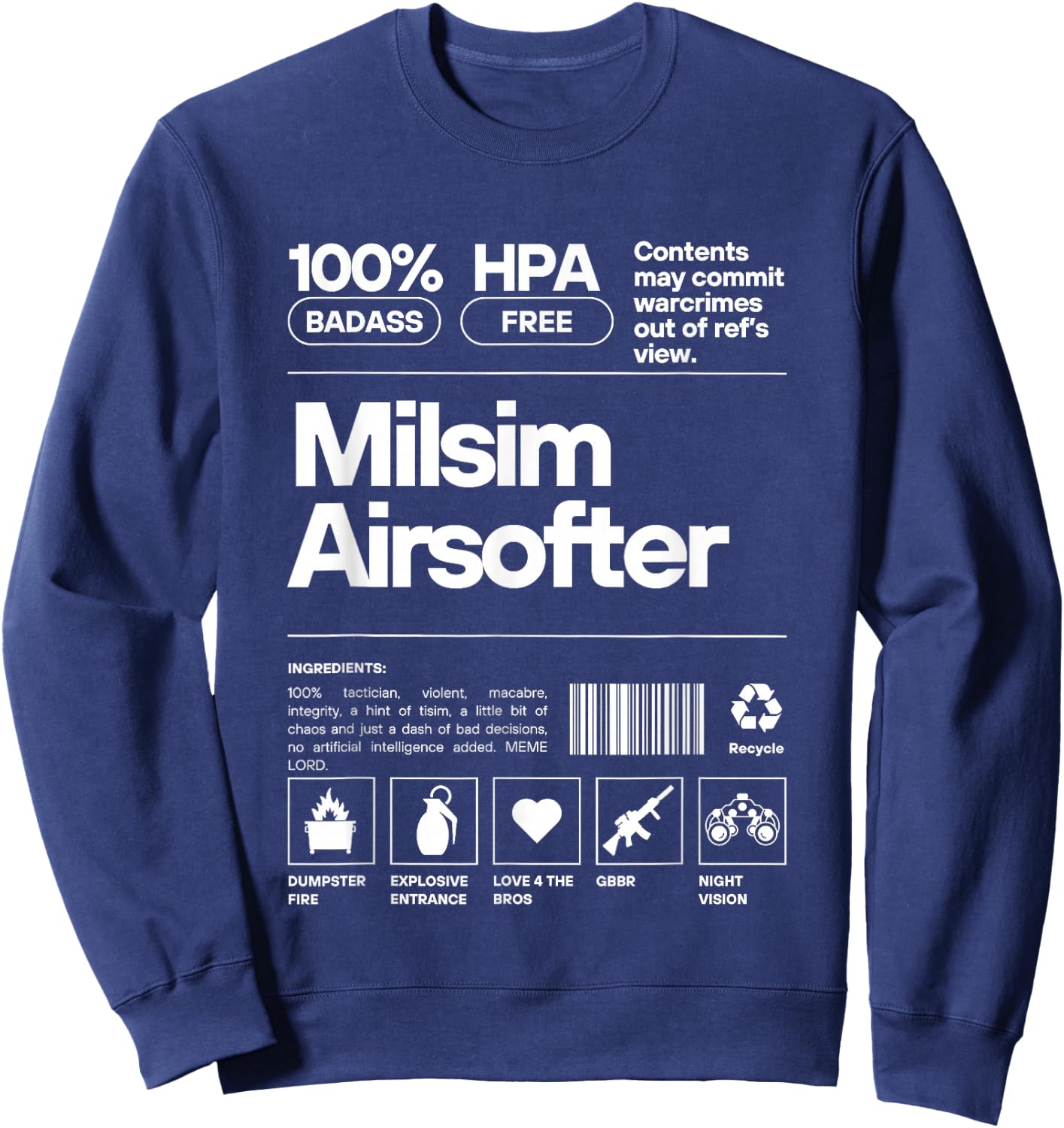 Milsim Airsoft Ingredient Shirt Sweatshirt - Sweatshirt | Navy