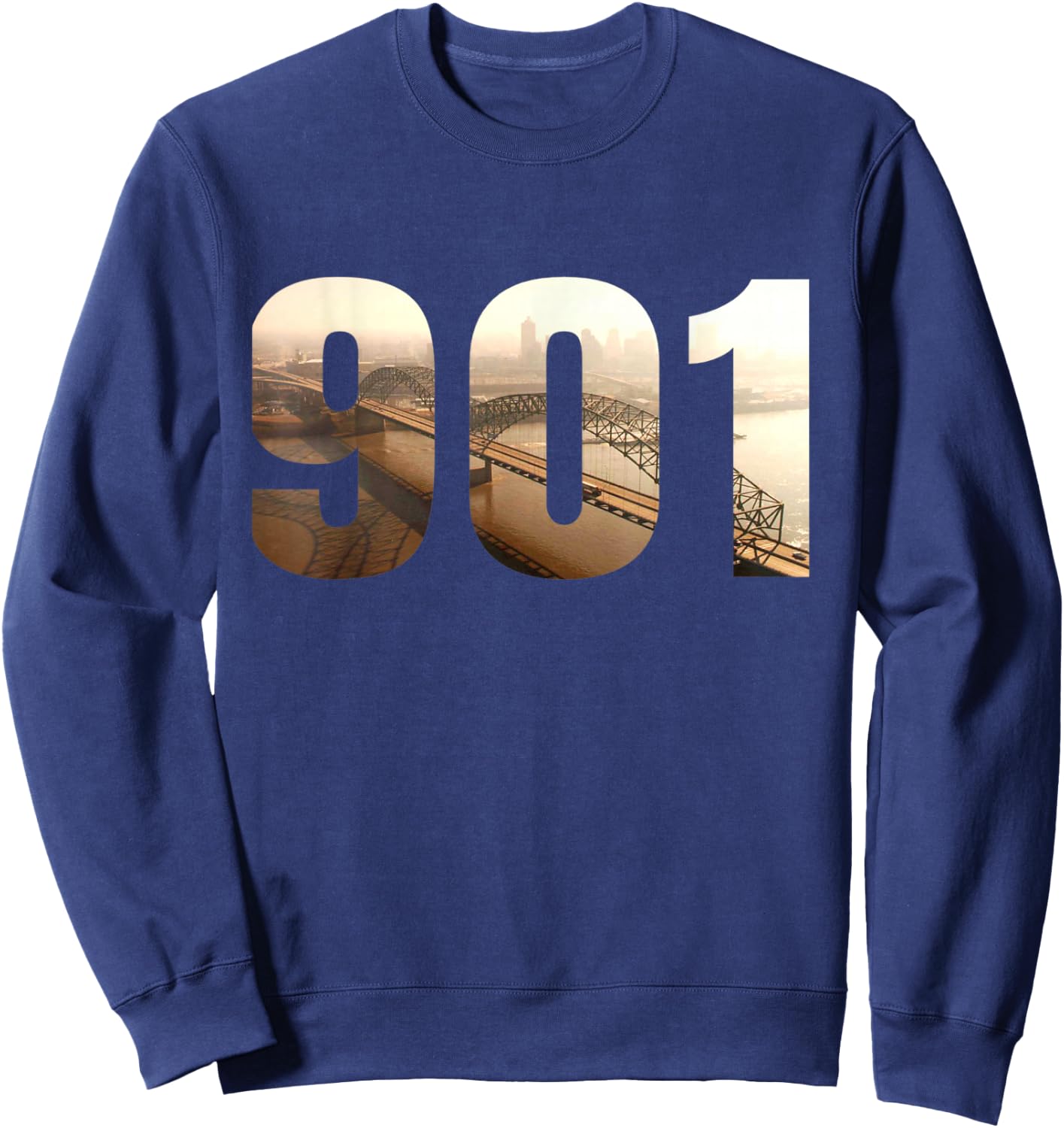I am 901 - Memphis Tennessee Area Code - Historical Bridge Sweatshirt - Sweatshirt | Navy