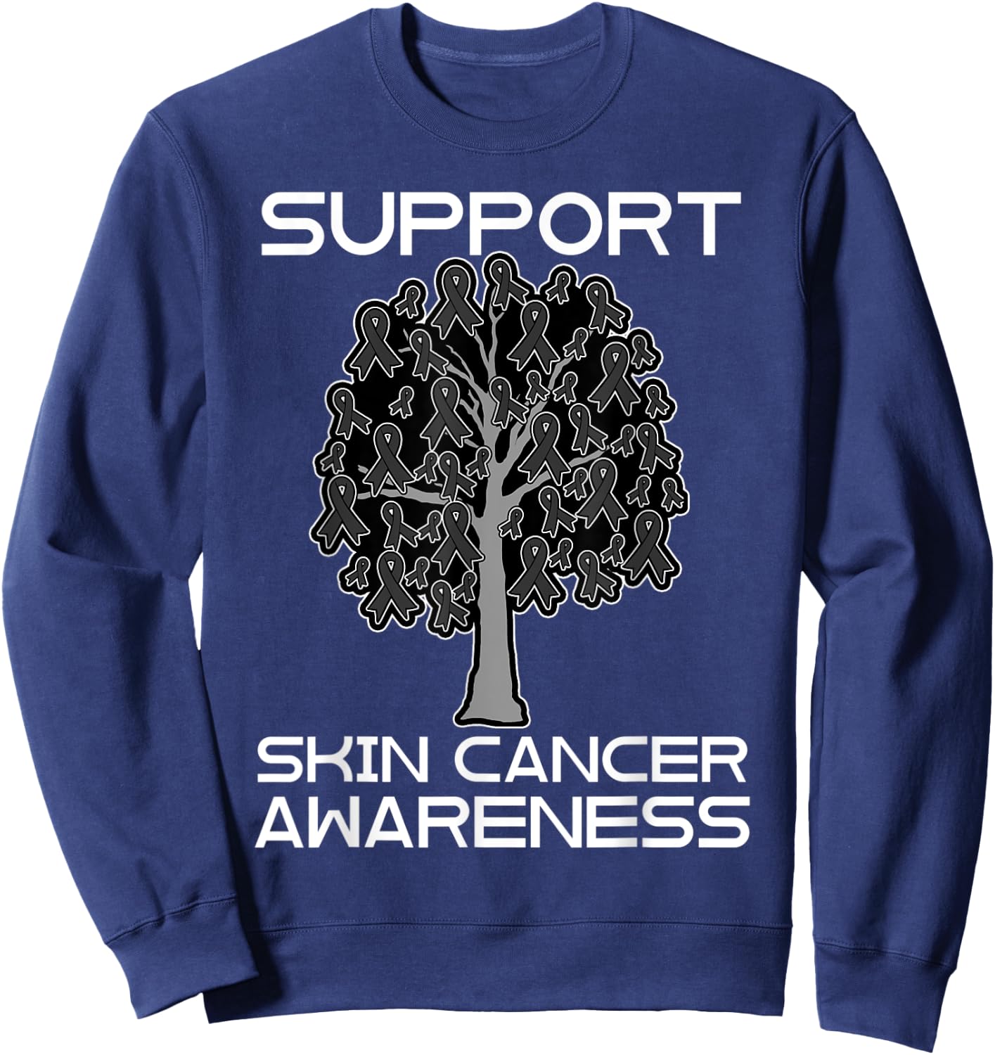 Skin Cancer Awareness Melanoma Black Ribbon Dermatologists Sweatshirt - Sweatshirt | Navy