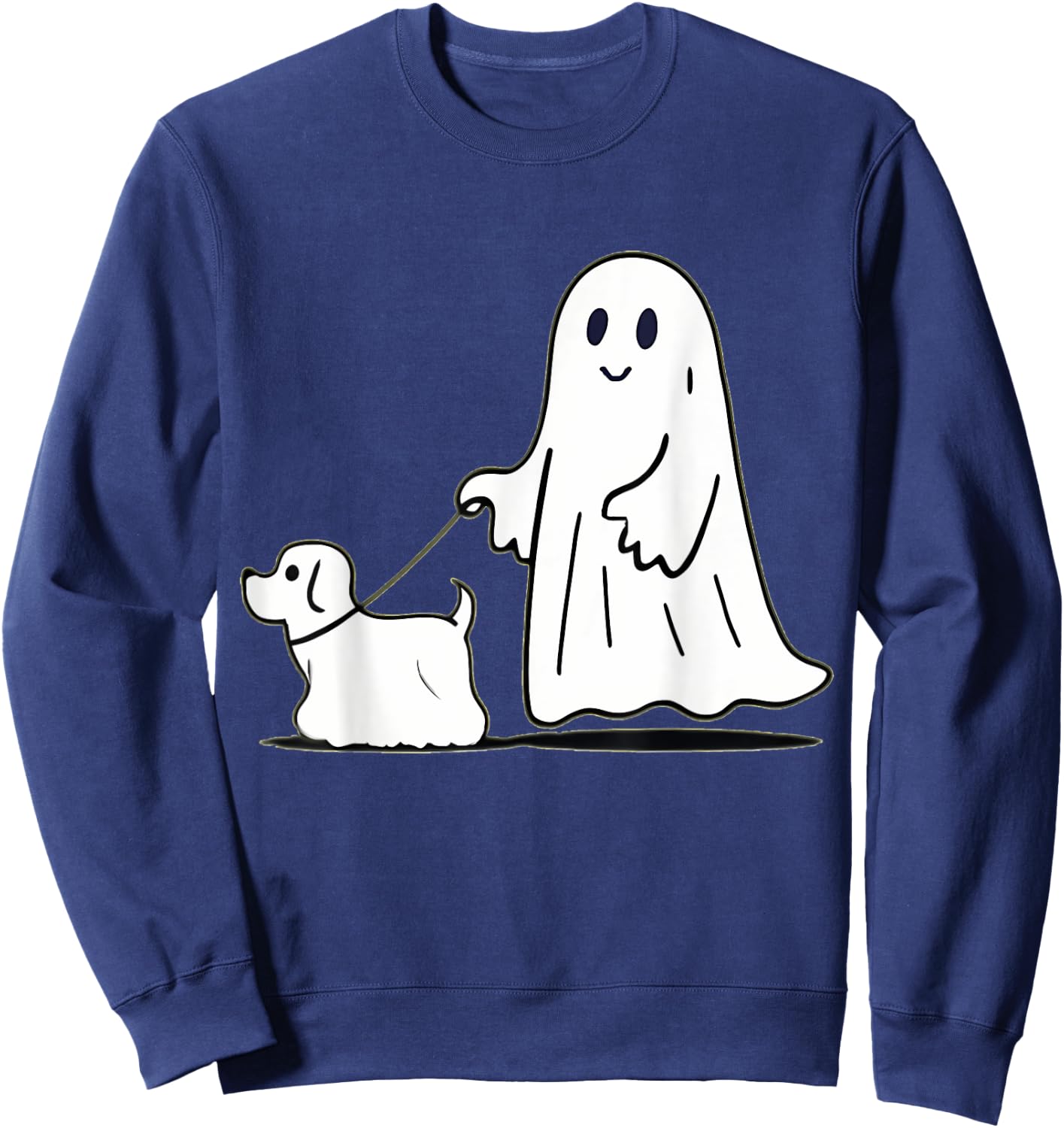Ghost Walking Dog Ghostie Funny Halloween Dog Lover Sweatshirt - Sweatshirt | Navy