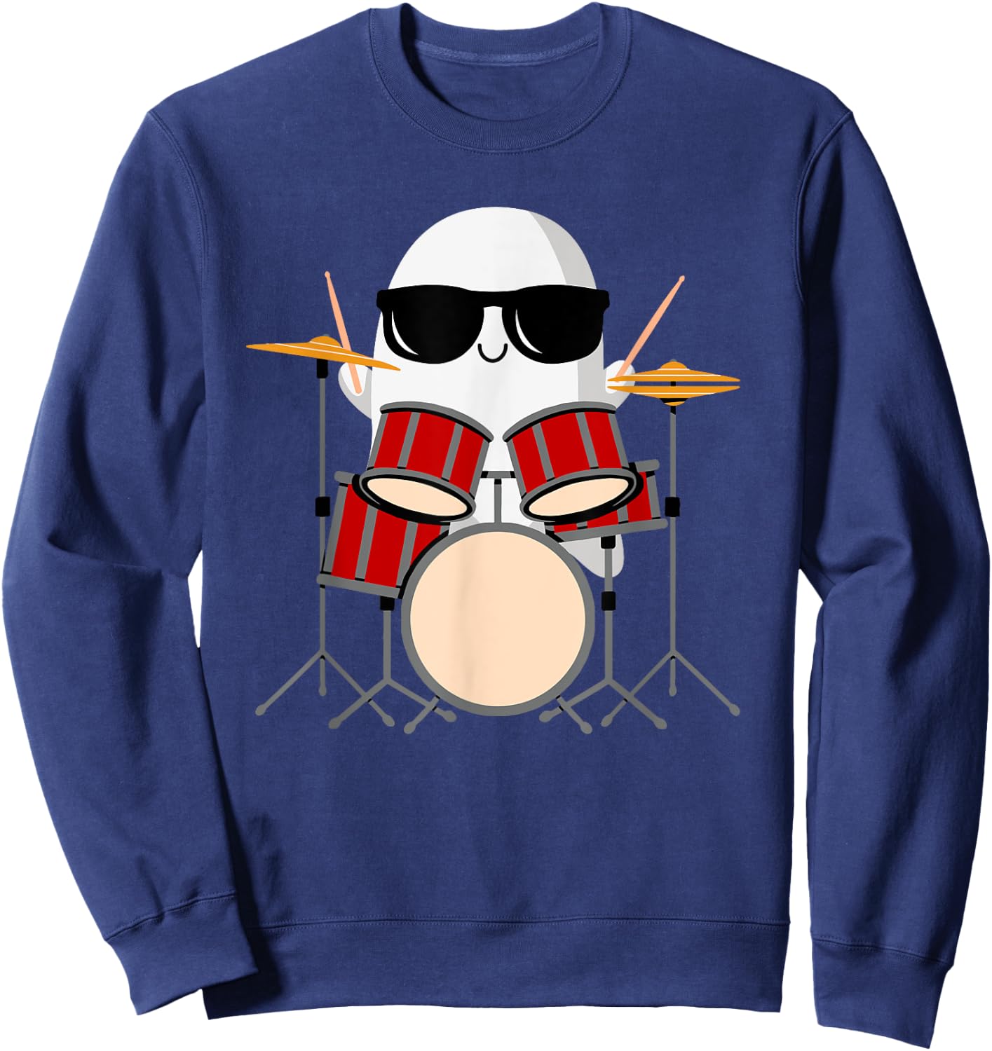 Funny Ghost Drummer - Spooky & Cool Halloween Drum Music Sweatshirt - Sweatshirt | Navy