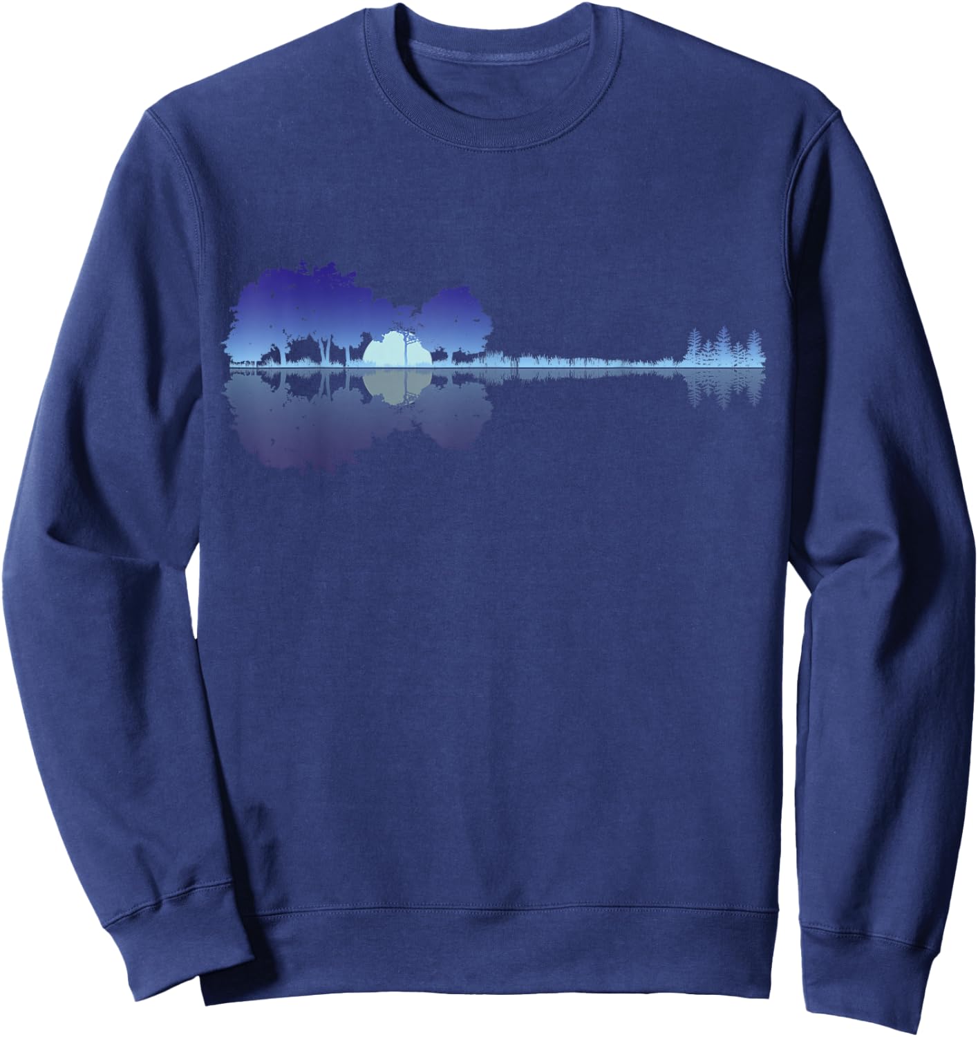 Guitar Lake Shadow Music Lovers Rock Guitar Musician Sweatshirt - Sweatshirt | Navy